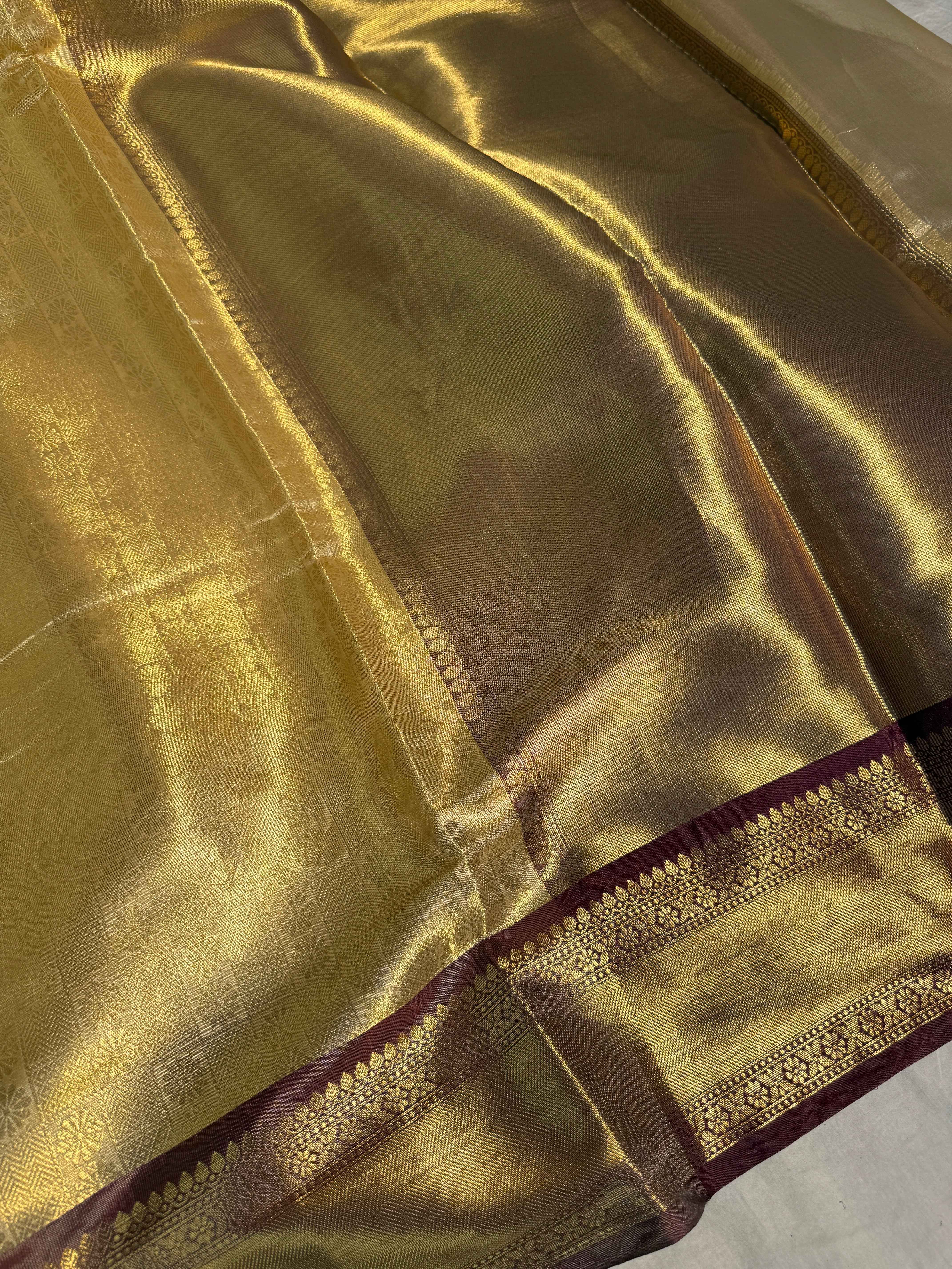 Dual Shaded Premium Kanjeevaram Tissue Silk Banarasi Saree