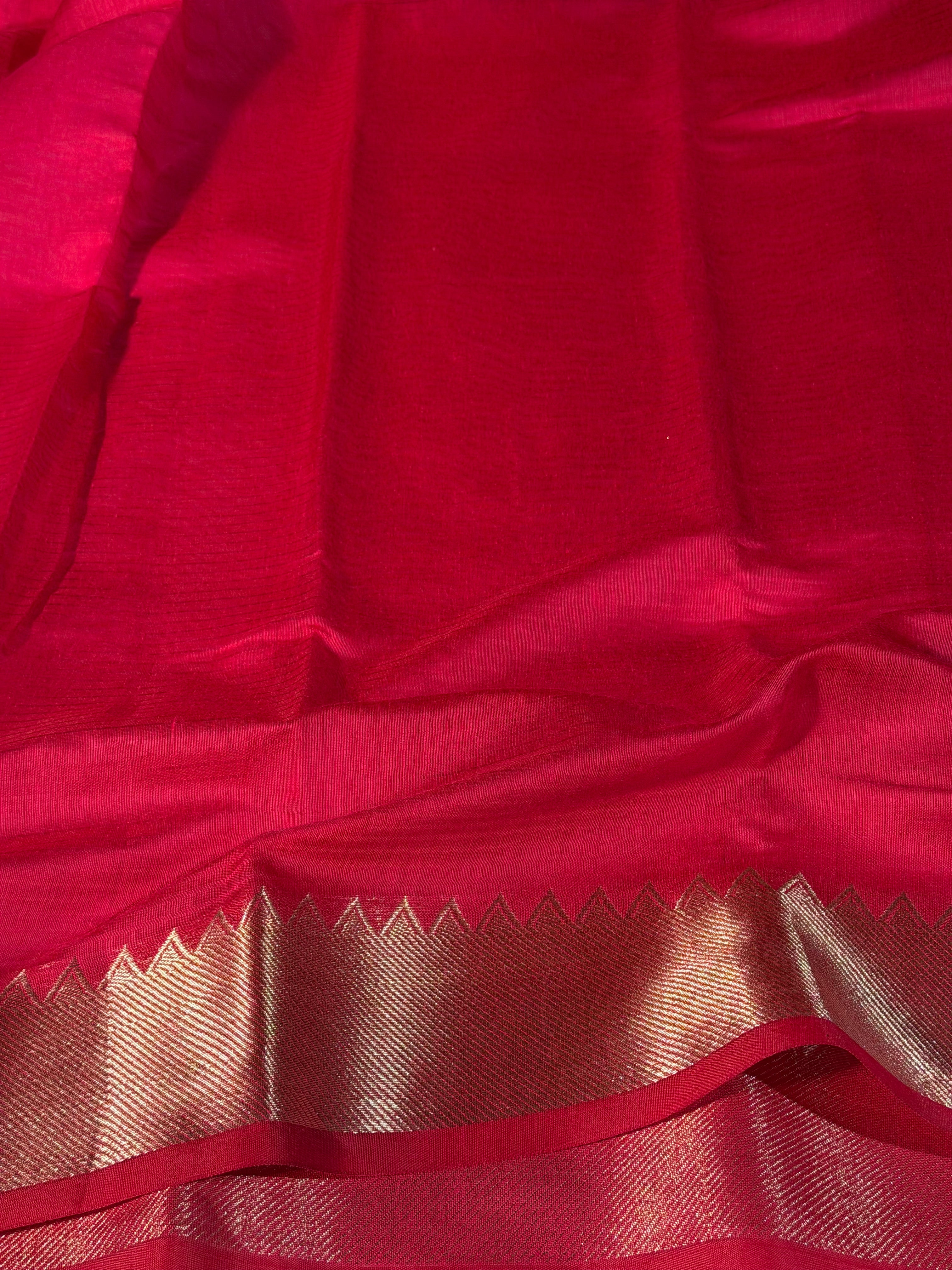 Cherry Pink Premium Mangalagiri Cotton Silk Banarasi Saree