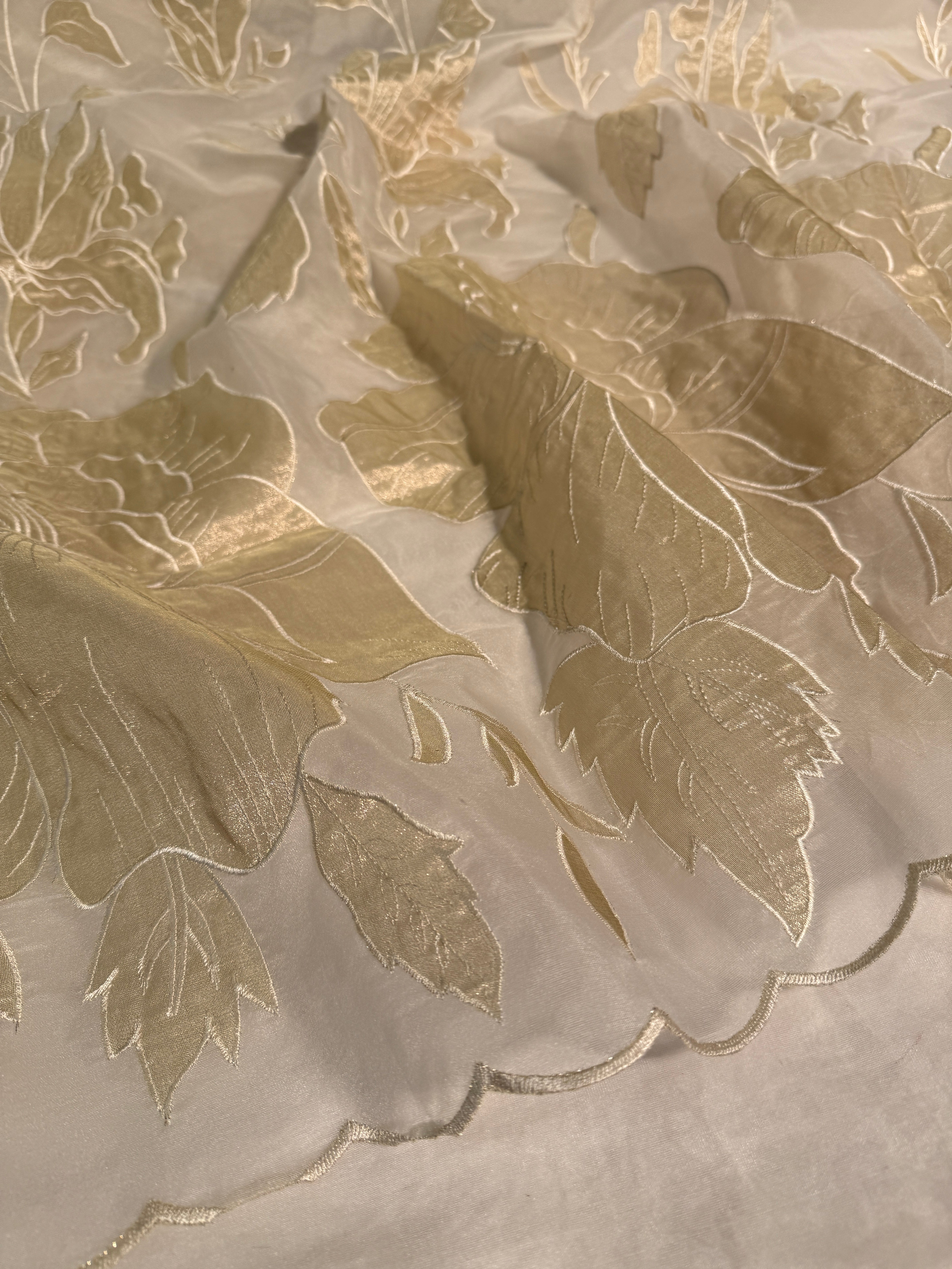 White Premium Organza Silk Banarasi Saree with Tissue Applique Work