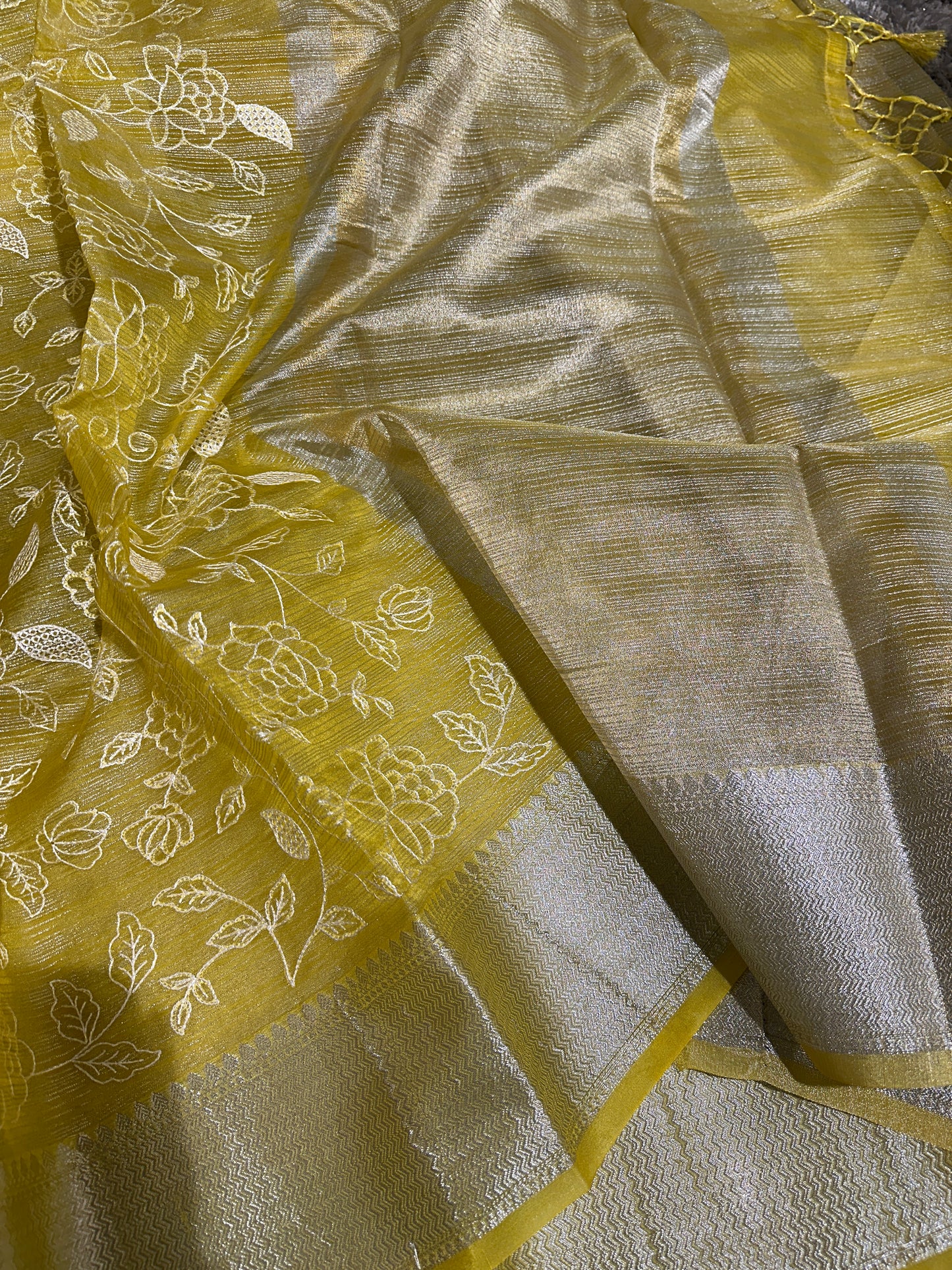 Beautiful Designer Chikankari Organza Banarasi Saree