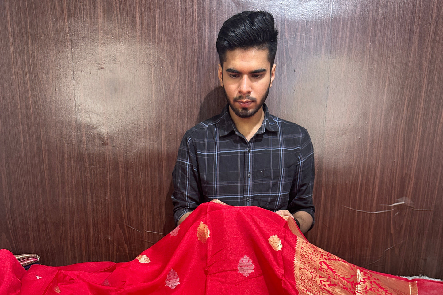 Premium Banarasi Georgette Silk Saree in Beautiful Red Shade