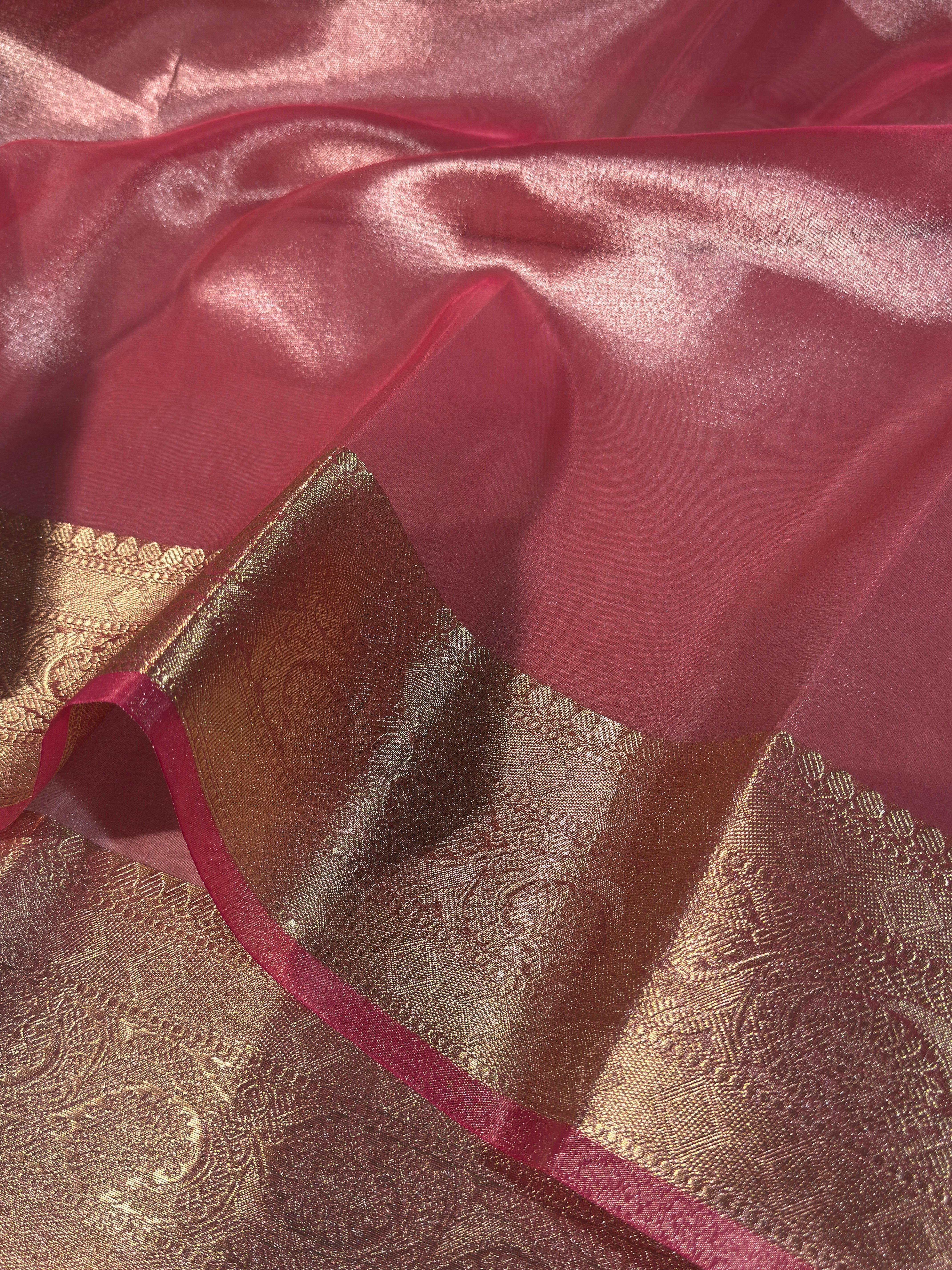 Rare Soft Pink Premium Tissue Silk Banarasi Saree