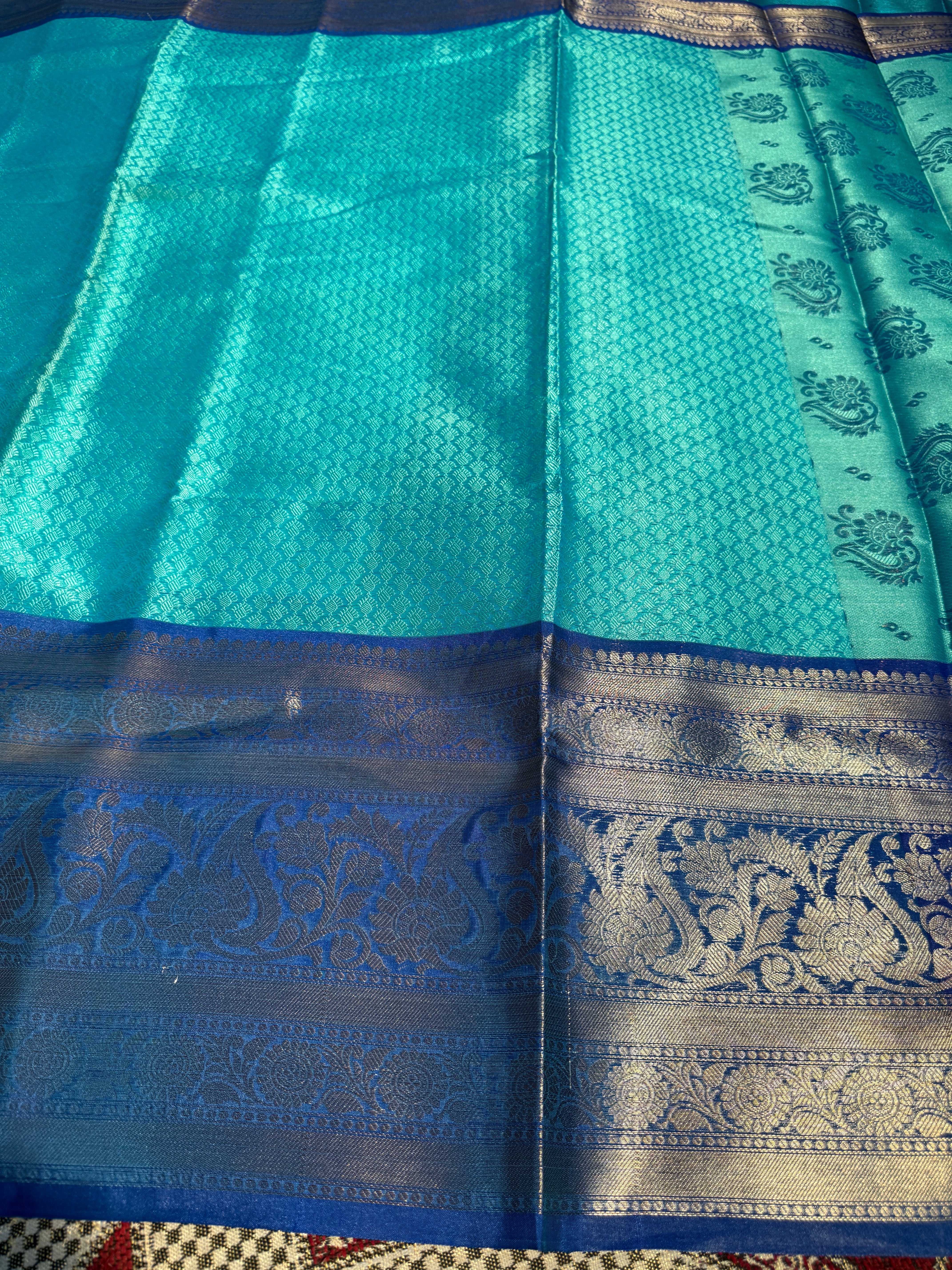 Premium Resham Embossed Kora Muslin Banarasi Saree