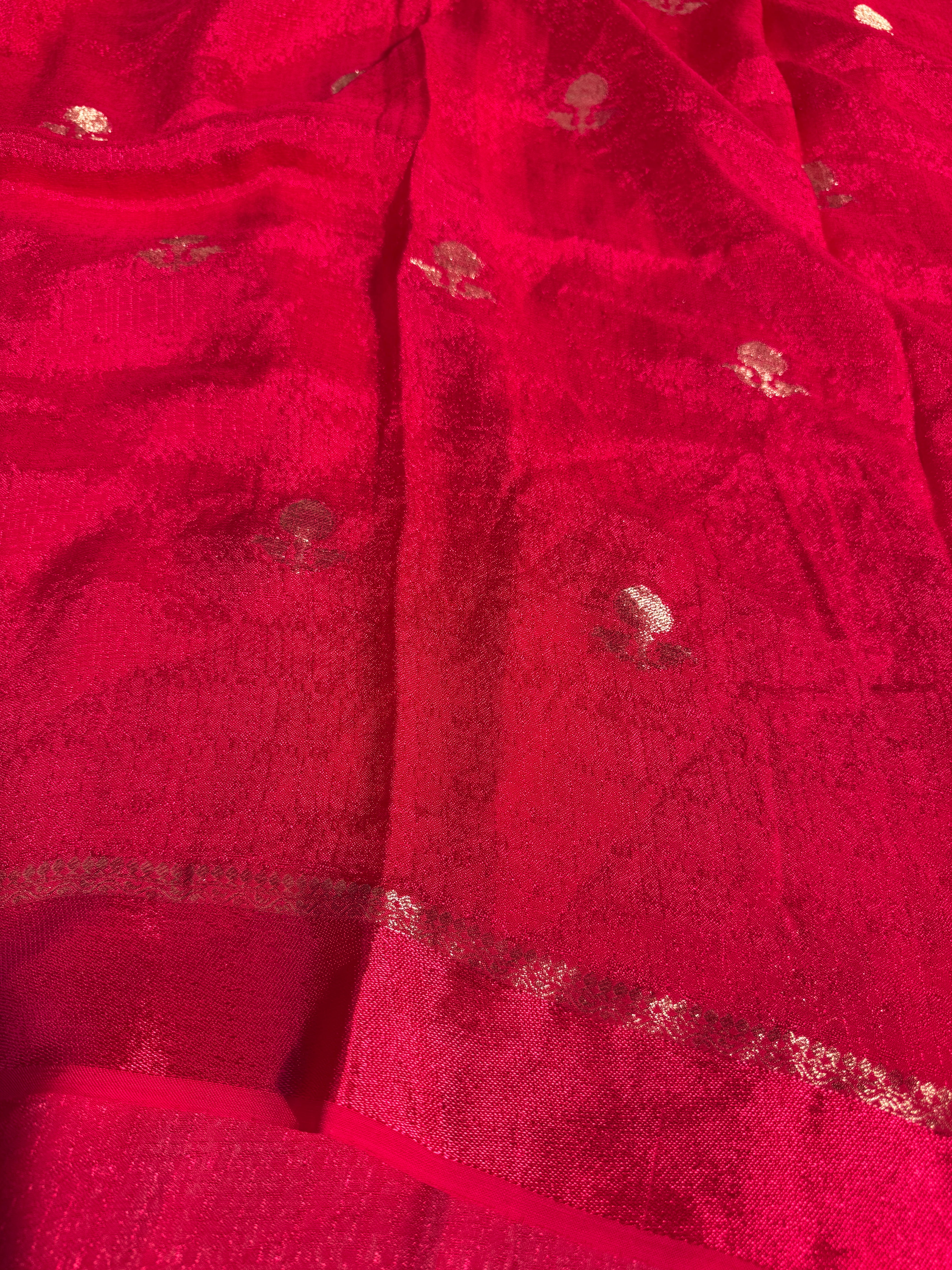 Rani Pink Premium Viscose Georgette Banarasi Saree