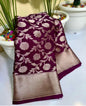 Beautiful Wine Bridal Warm Silk Banarasi Saree