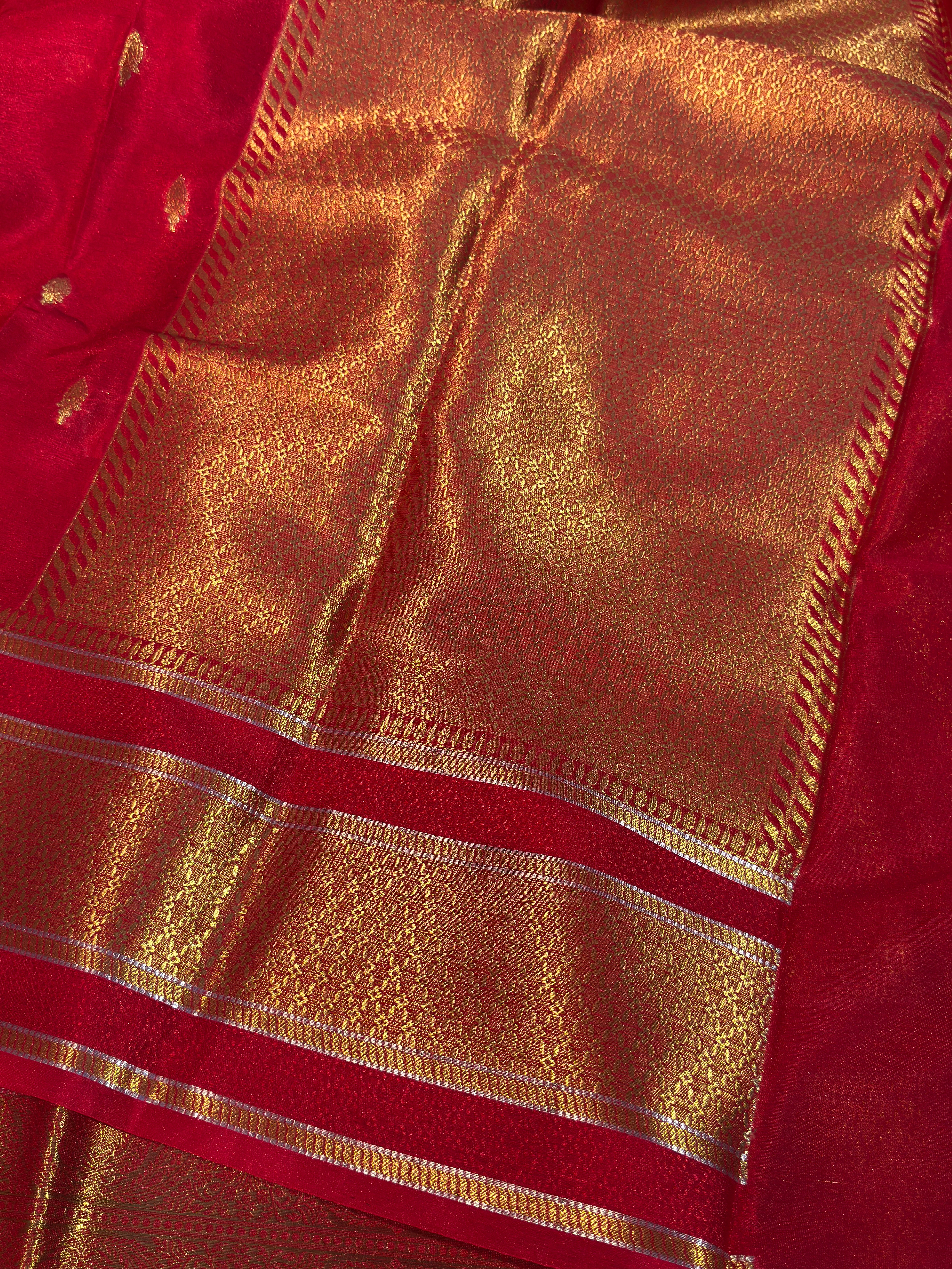 Bridal Red Premium Chiniya Silk Saree