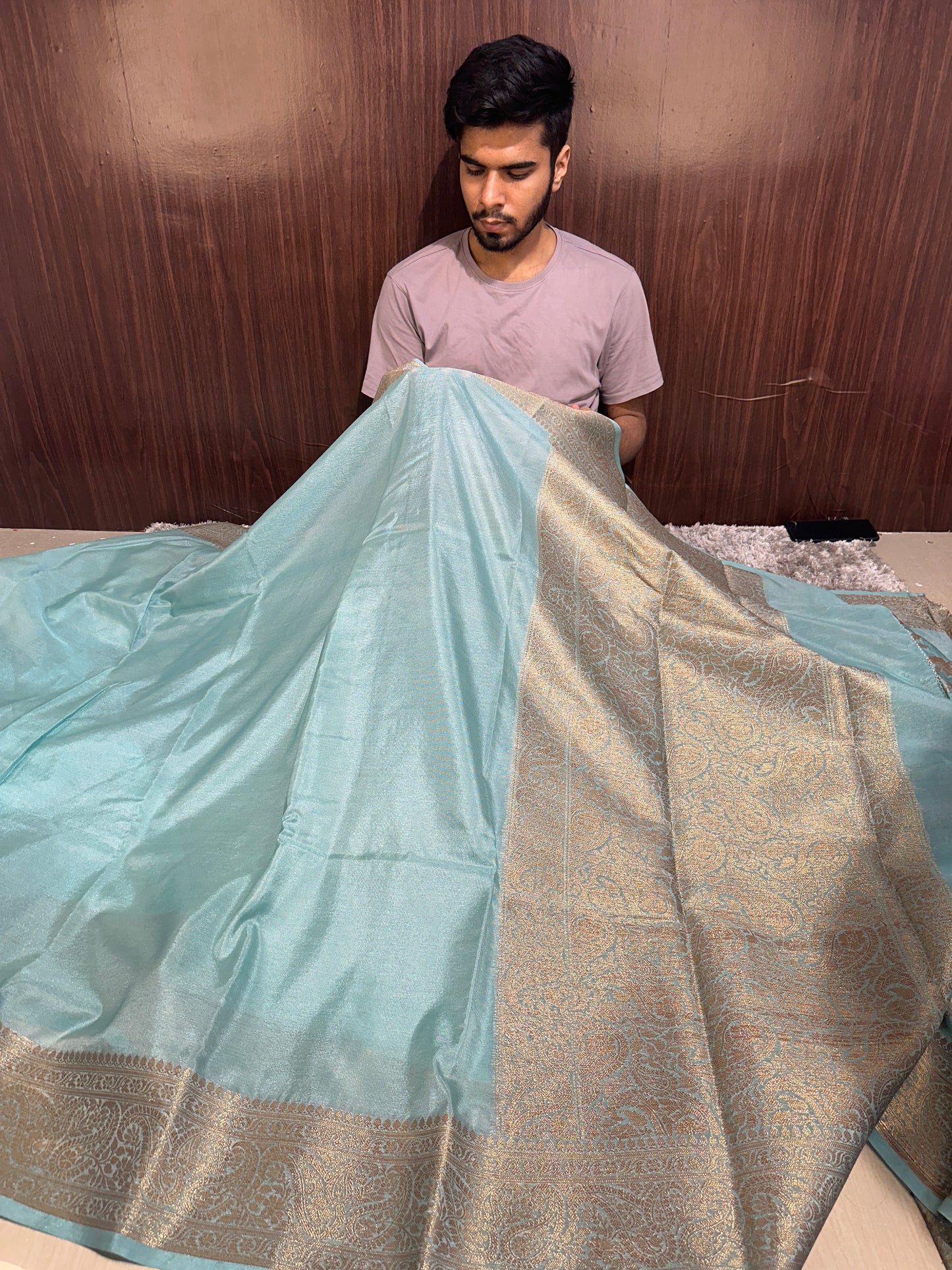 Exclusive Sea Green Soft Kaath Bandh Weave Warm Silk Banarasi Saree