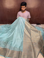 Exclusive Sea Green Soft Kaath Bandh Weave Warm Silk Banarasi Saree