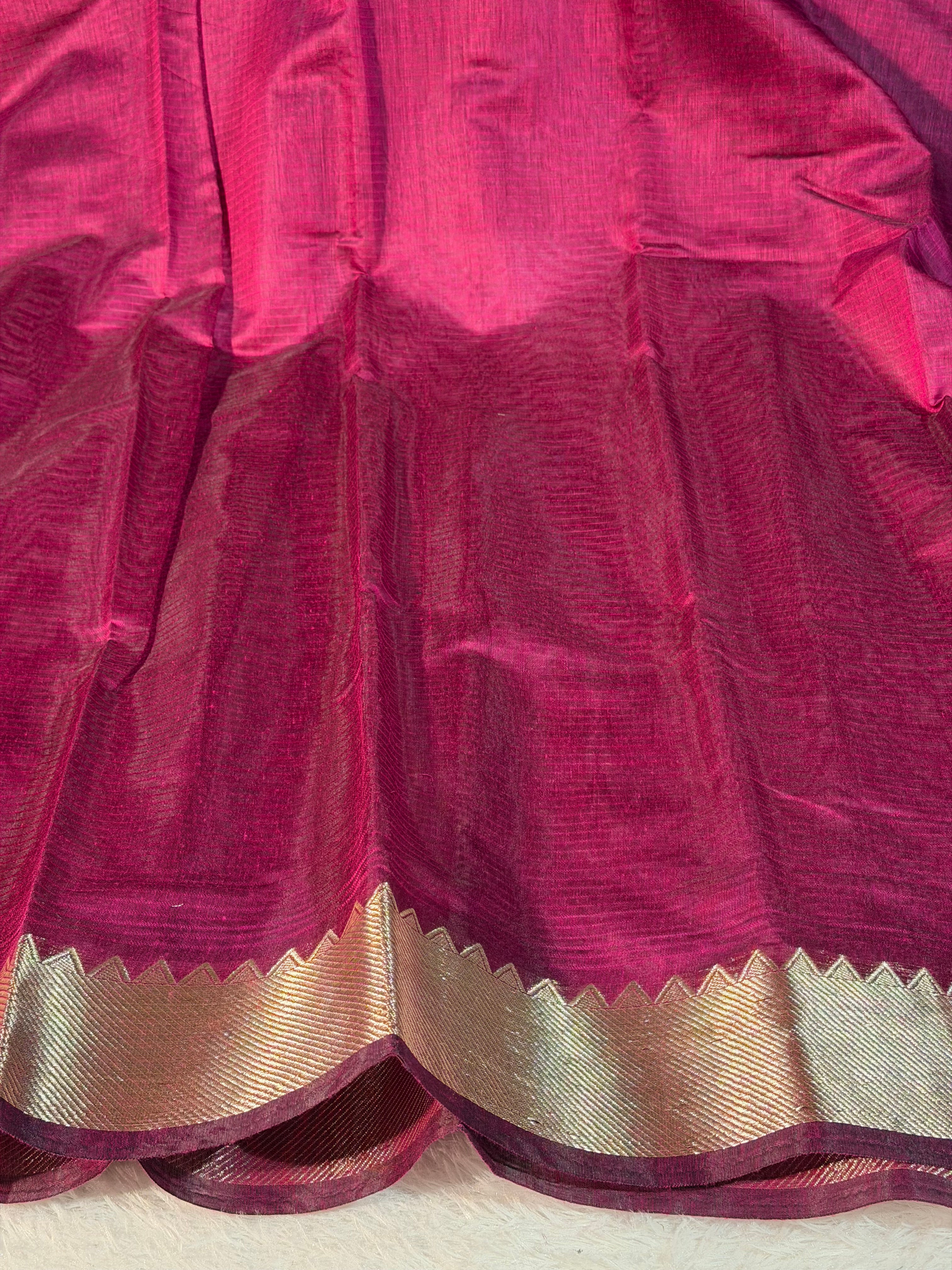 Magenta Premium Mangalagiri Cotton Silk Banarasi Saree