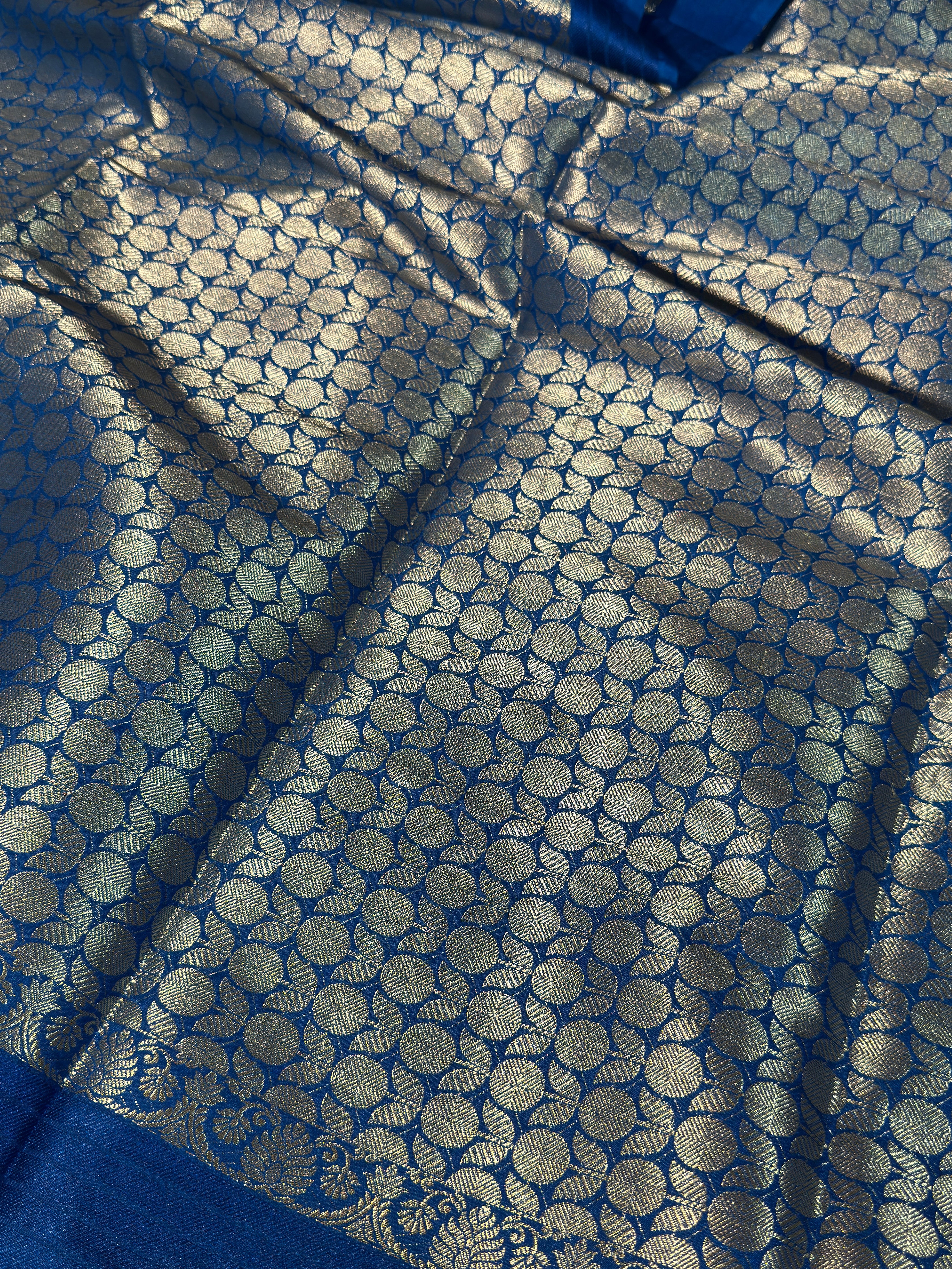 Classic Blue Premium Chiniya Silk Banarasi Saree