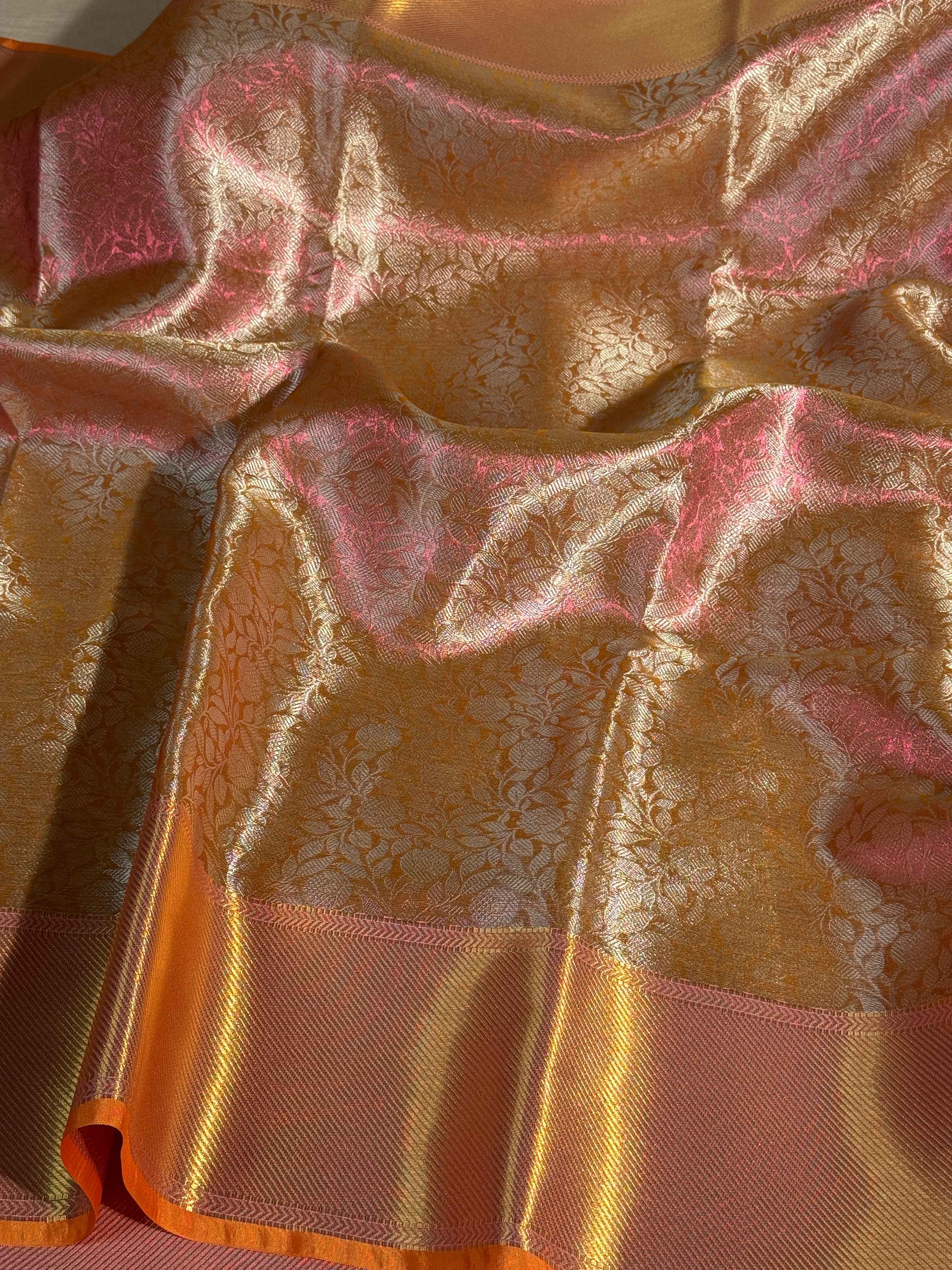Sai Pallavi Inspired Exclusive Kanjeevaram Tissue Silk Banarasi Saree with Rich Pallu