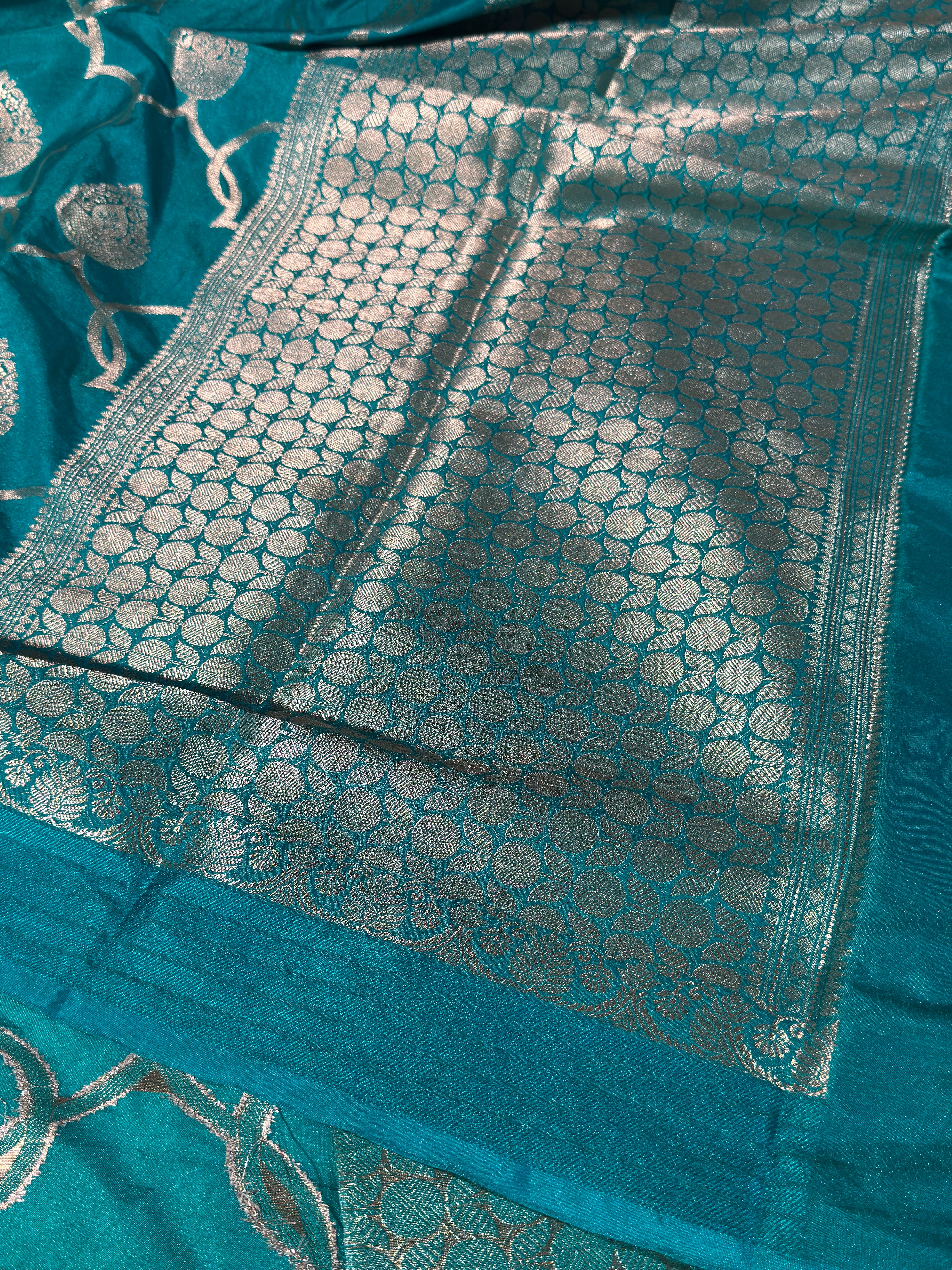 Classic Sea Green Premium Chiniya Silk Banarasi Saree