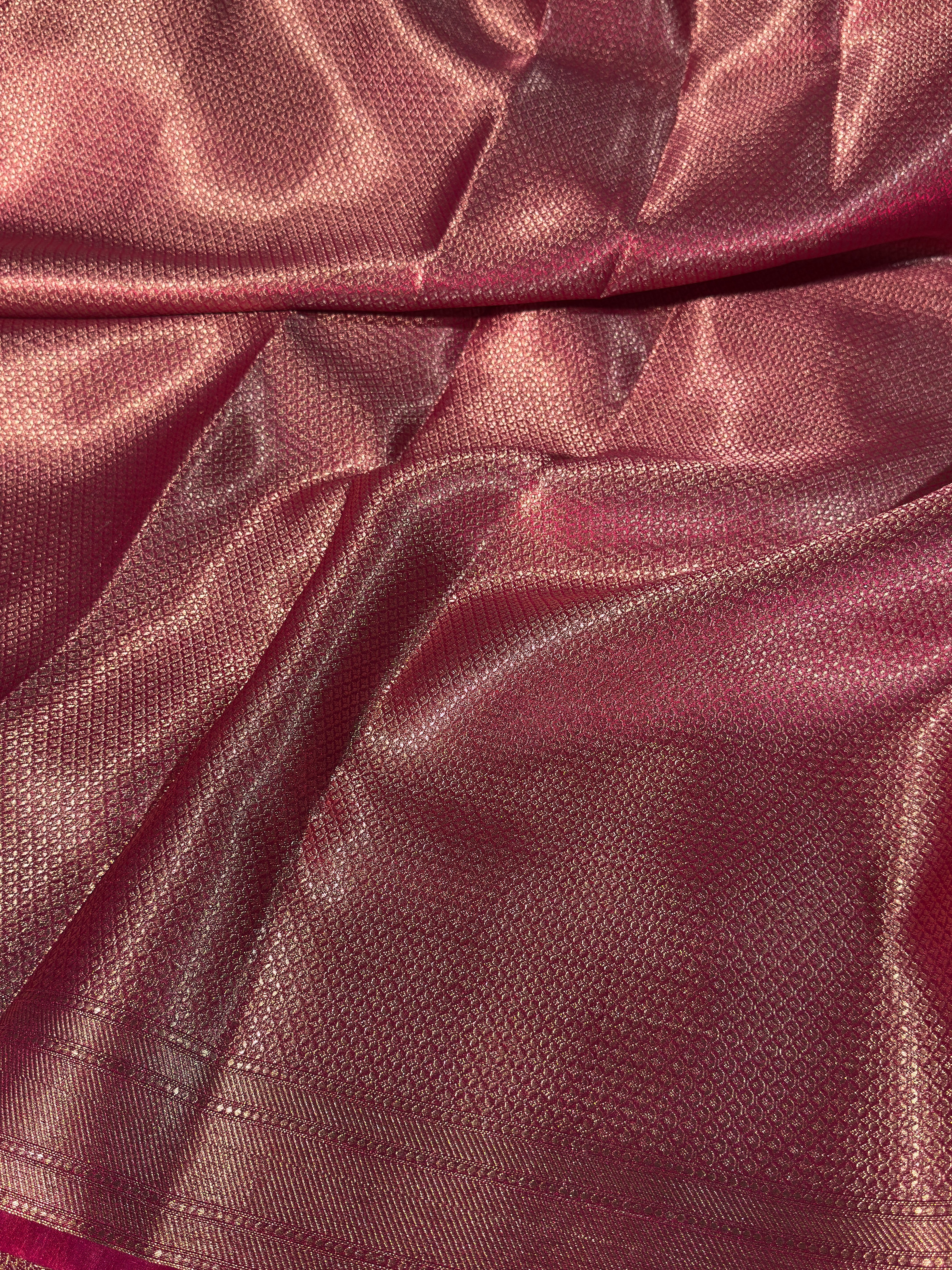 Rani Pink Premium Tissue Silk Banarasi Saree