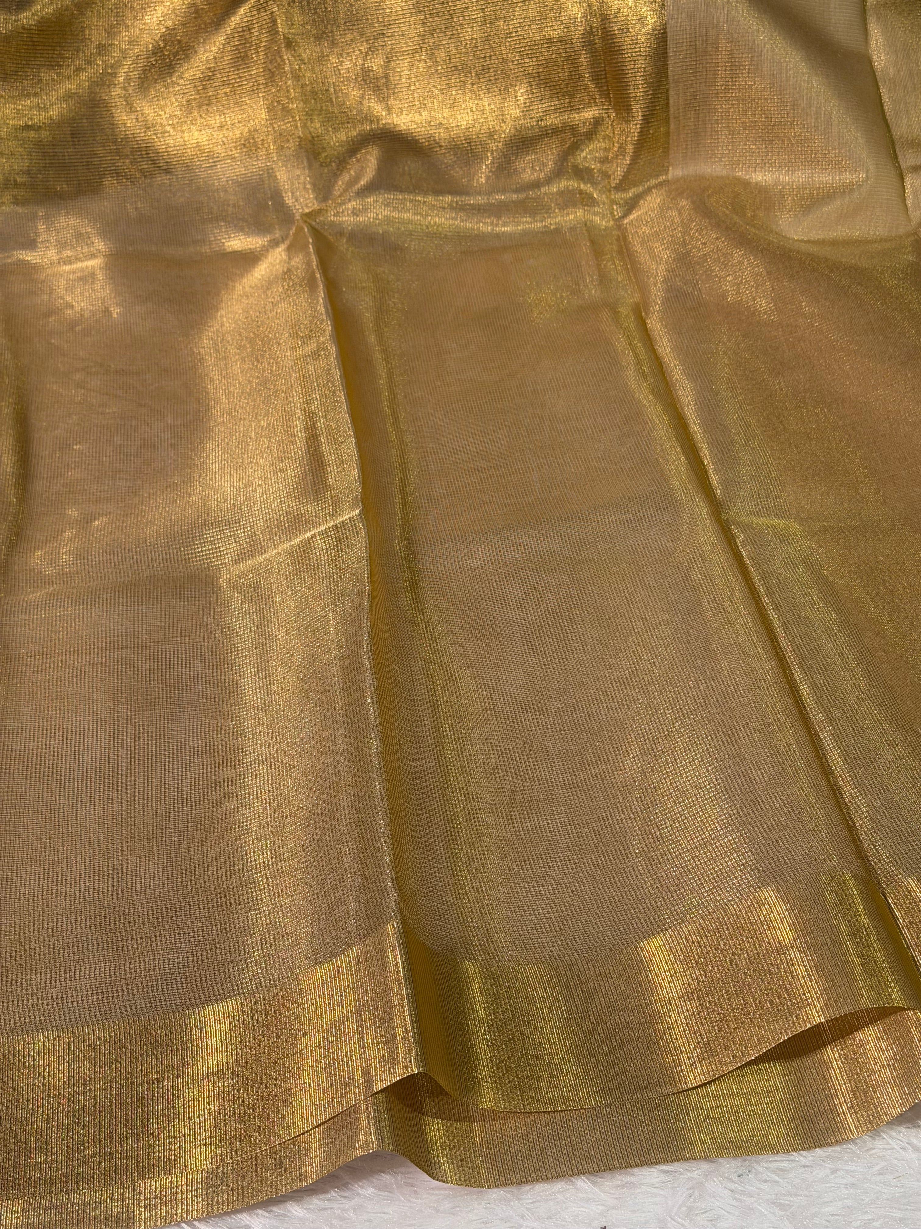 Celebrity Inspired Allover Golden Kota Tissue Silk Banarasi Saree