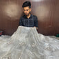 White Bridal Tissue Silk Saree With Premium Sequence work