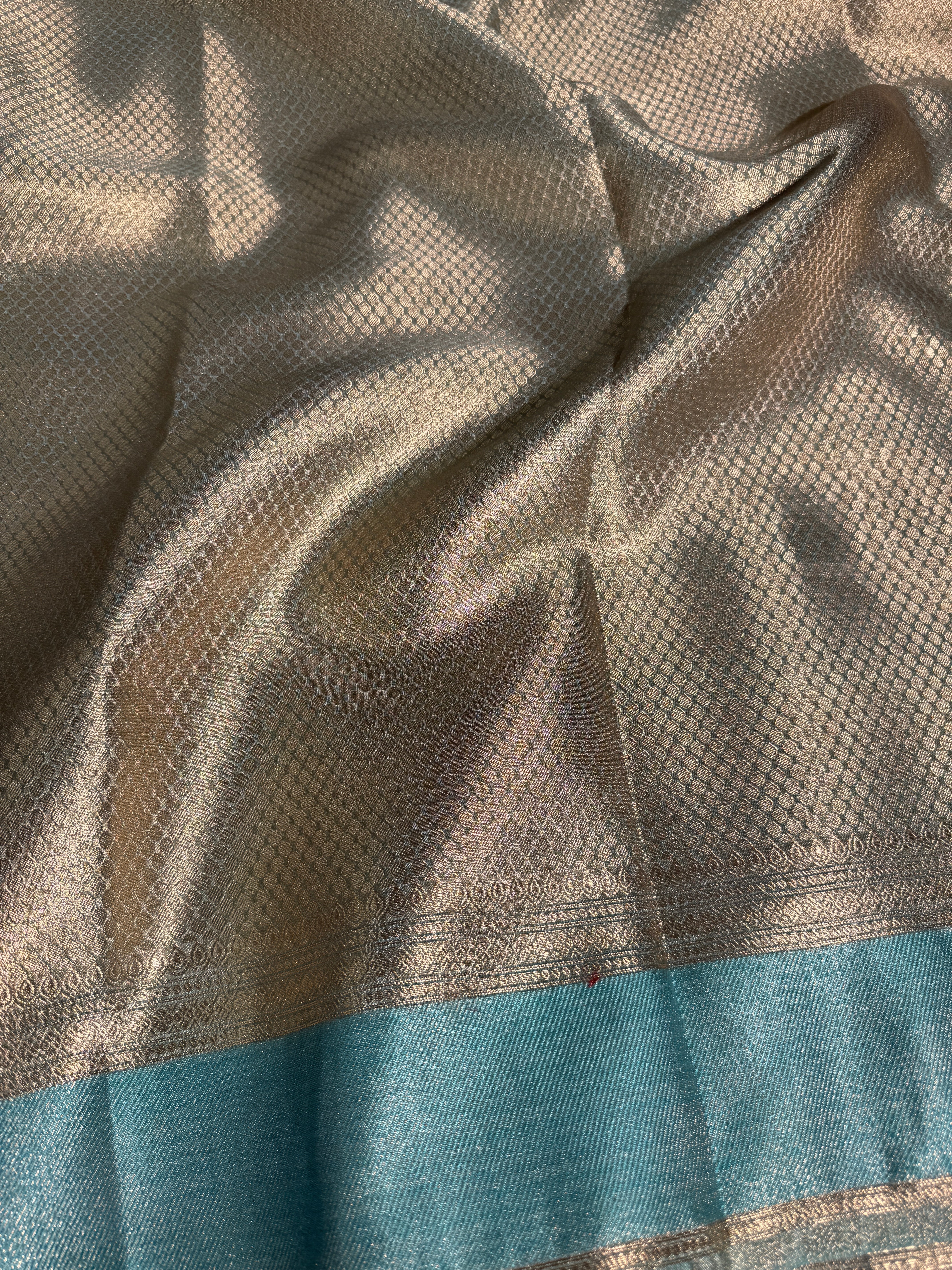 Metallic Sky Blue Premium Breathable Tissue Silk Banarasi Saree