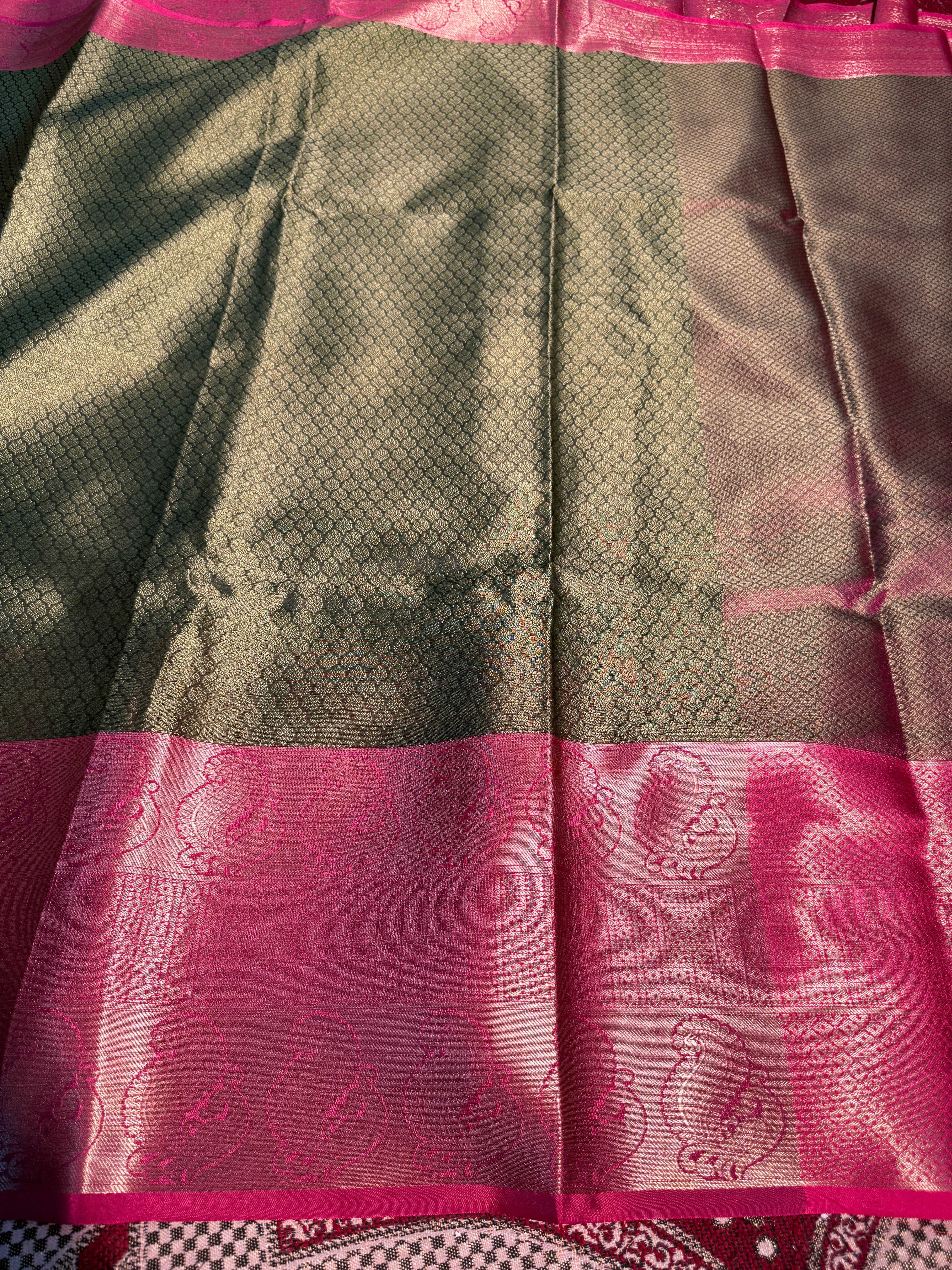 Premium Resham Embossed Kora Muslin Banarasi Saree