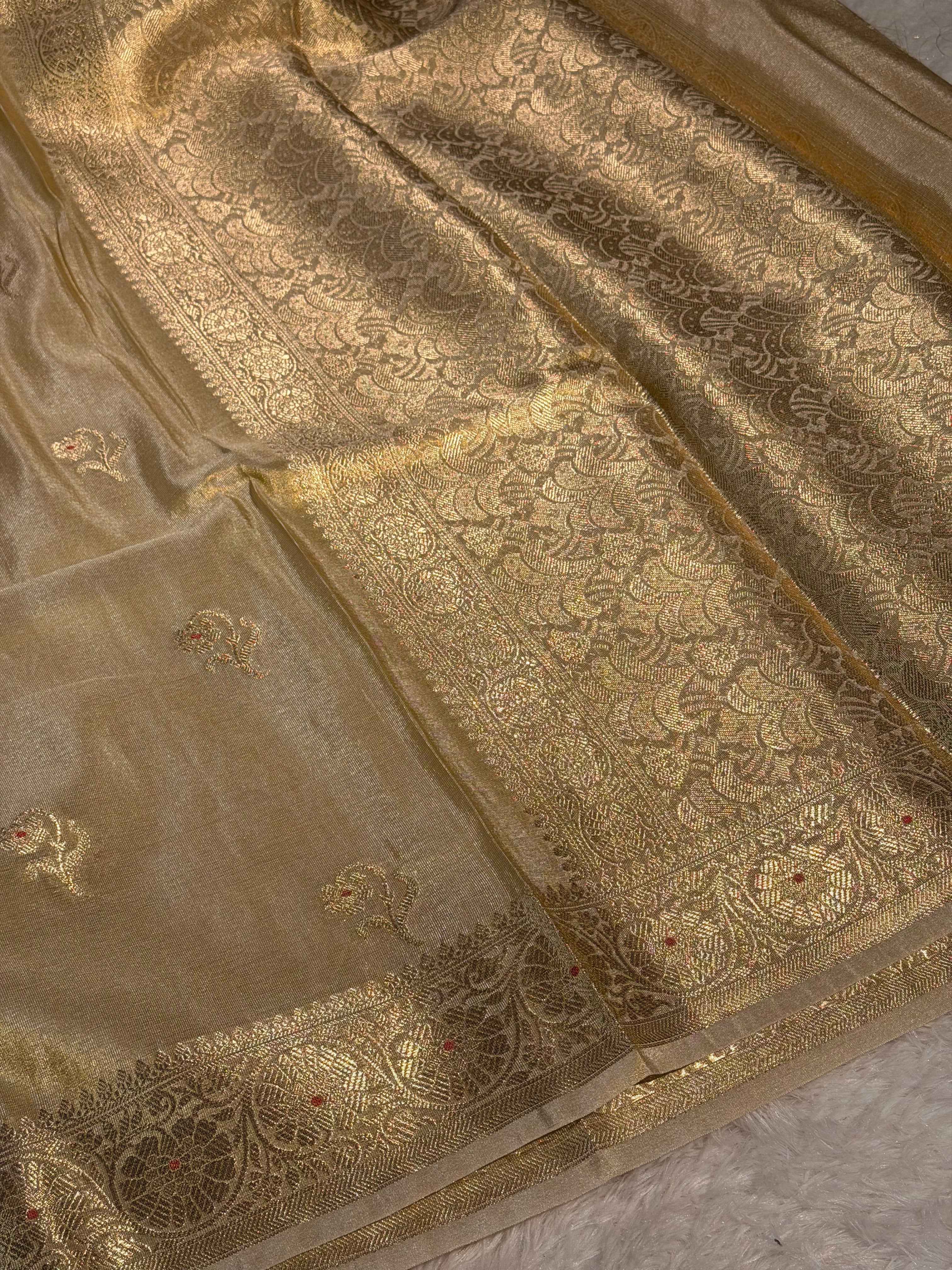 Rare Ivory Premium Breathable Tissue Silk Meenakari Weave Banarasi Saree