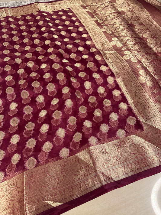 Handloom Inspired Traditional Organza Silk Banarasi Saree