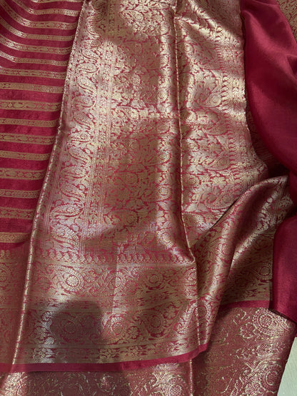 Premium Banarasi Georgette Silk Saree in Beautiful Maroon Shade