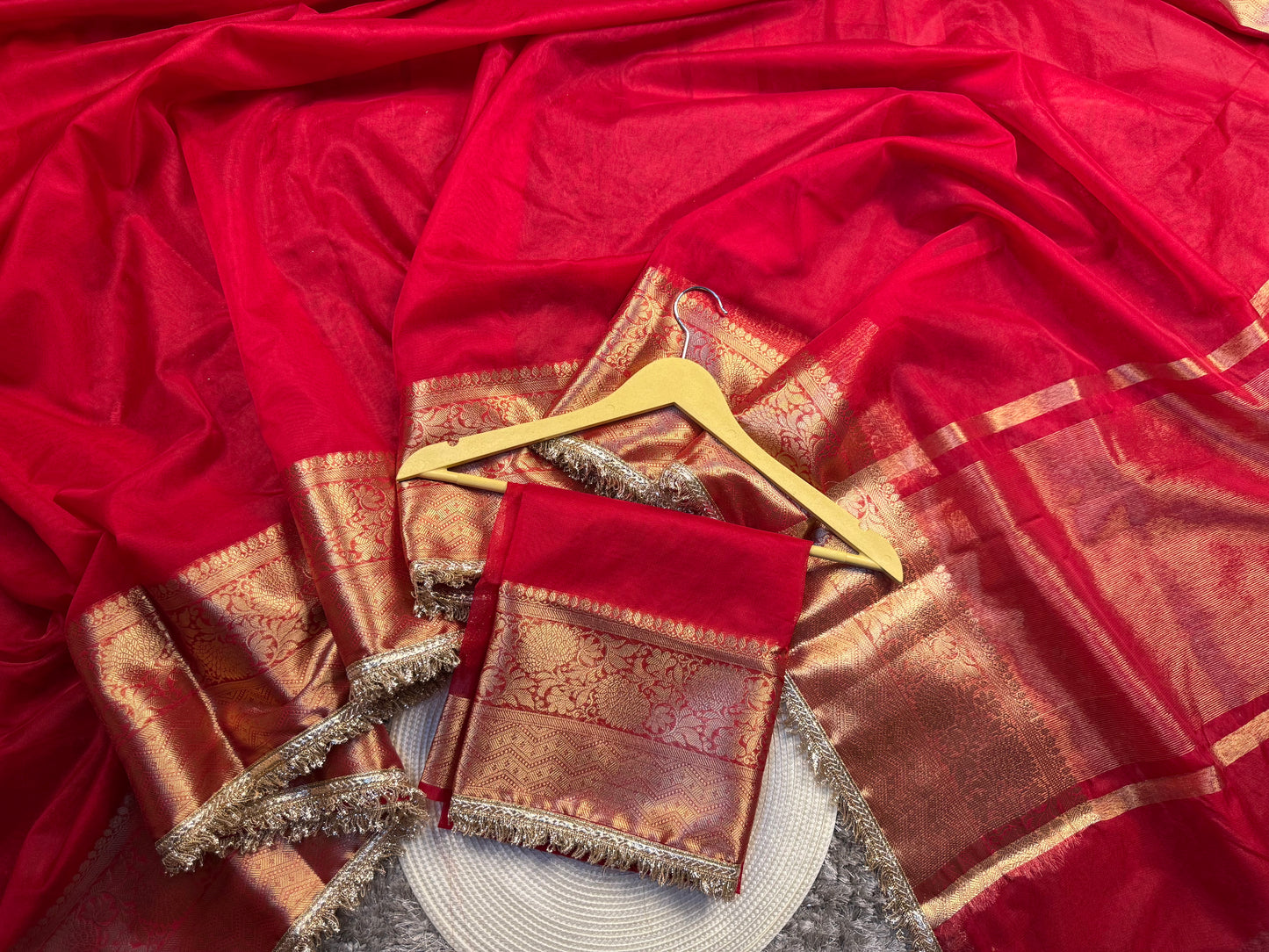 Gorgeous Bridal Banarasi Tissue Silk Saree with Premium Lace Work