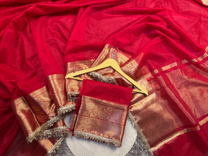 Gorgeous Bridal Banarasi Tissue Silk Saree with Premium Lace Work
