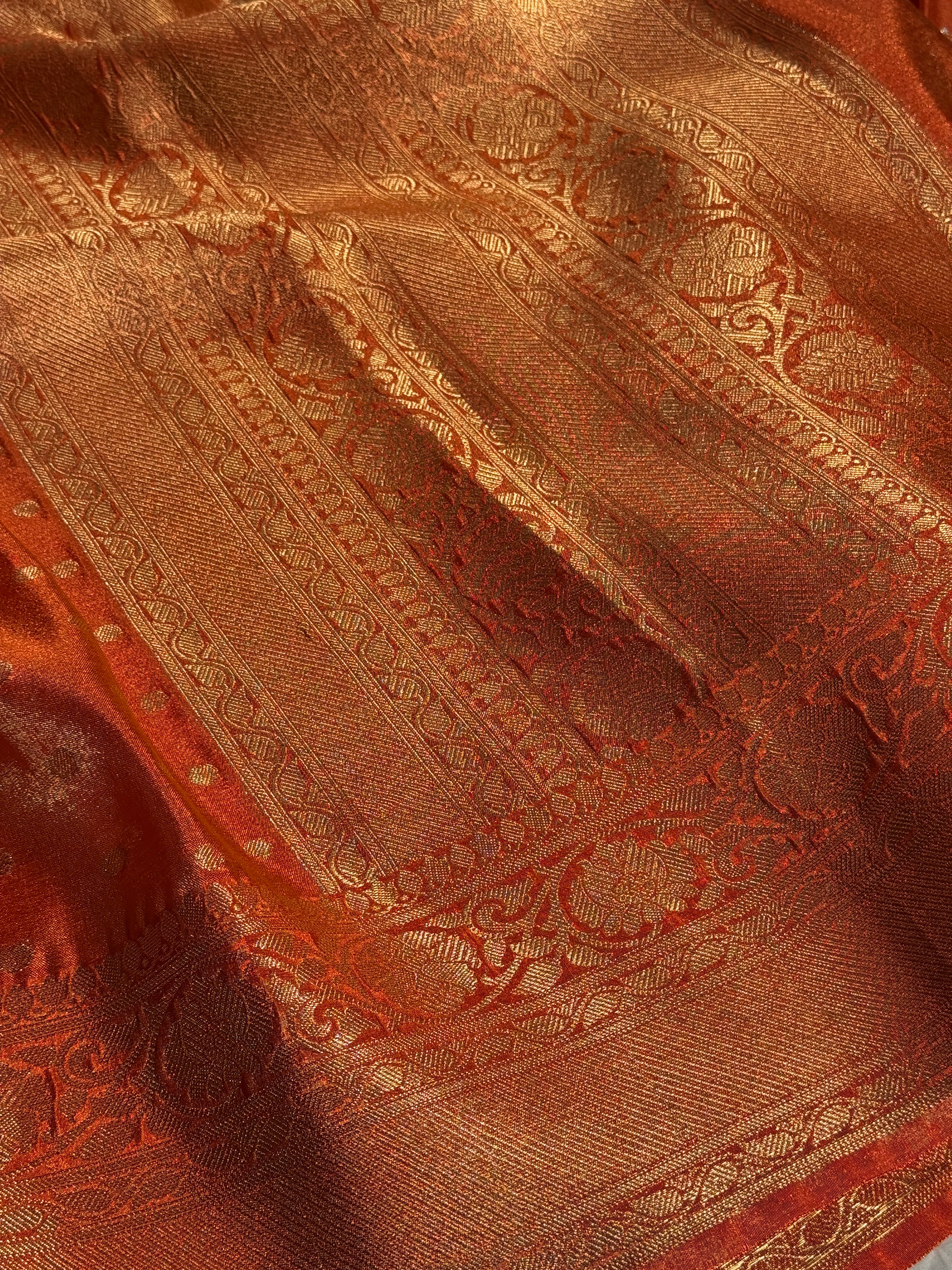 Orange Premium Breathable Tissue Silk Banarasi Saree