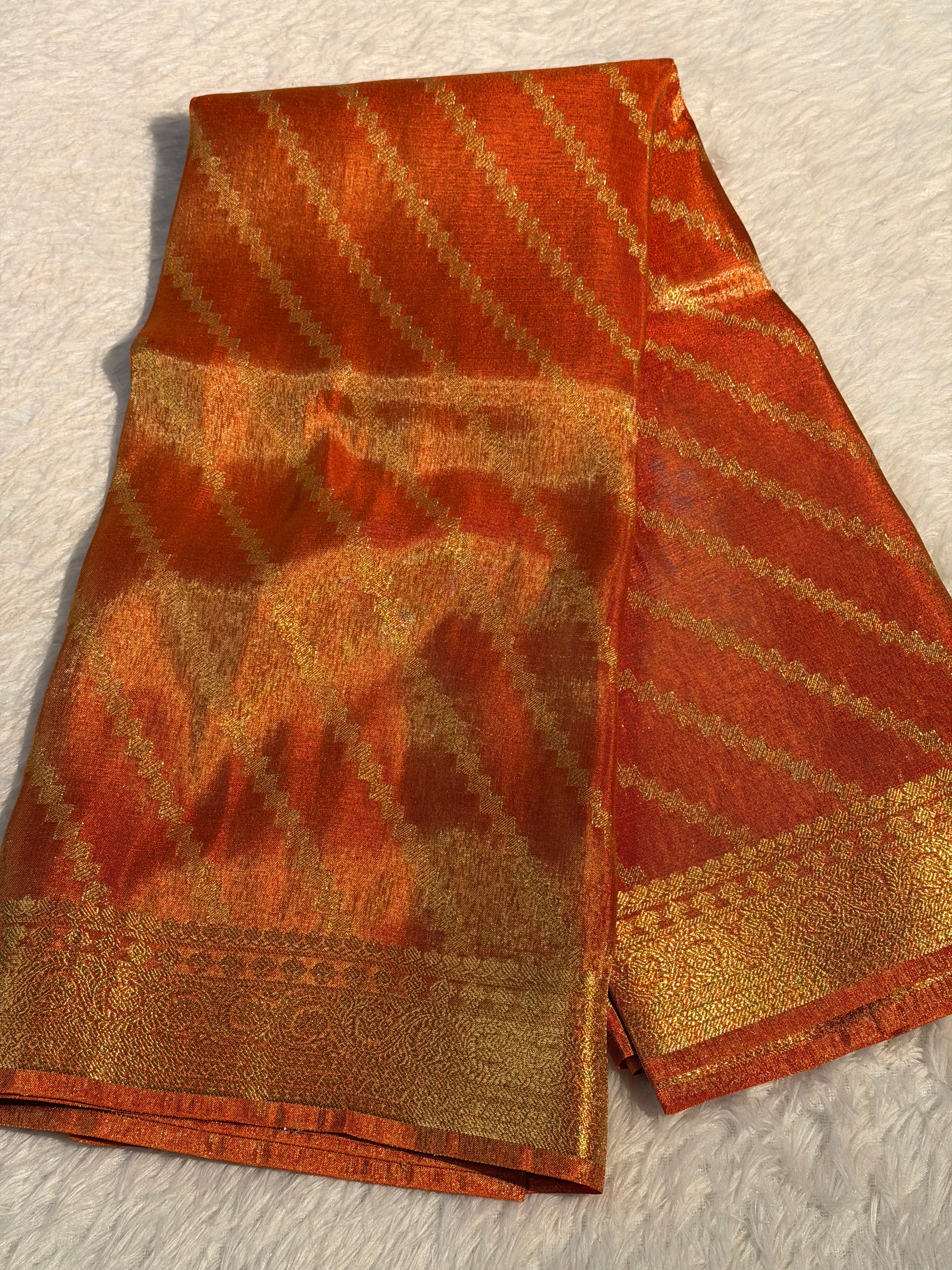 Premium Soft Breathable Tissue Silk Banarasi Saree with Rich Pallu