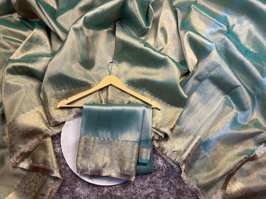 Metallic Seagreen Tissue Saree