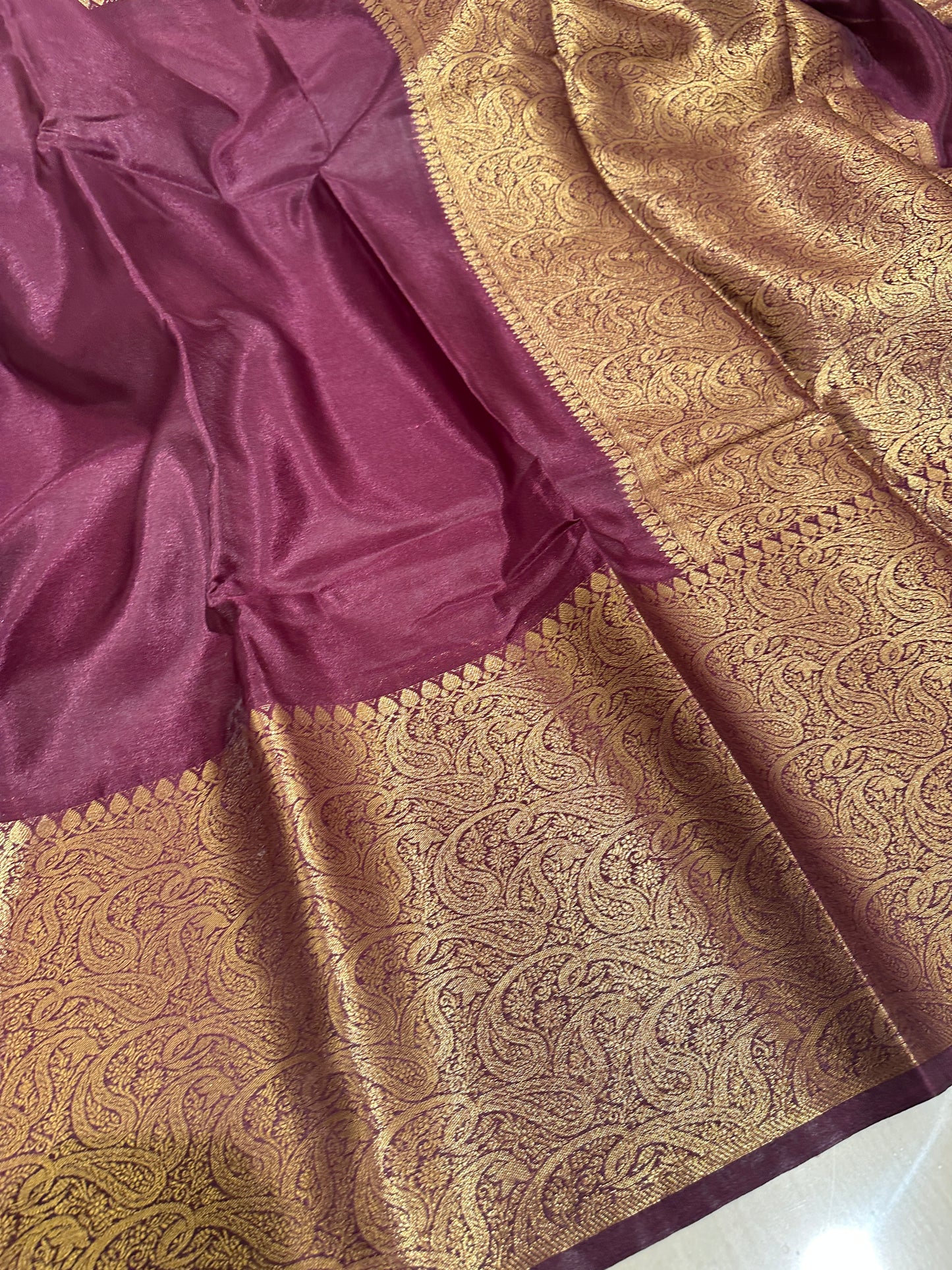 Beautiful Brown Kaath Bandh Bridal Warm Silk Banarasi Saree
