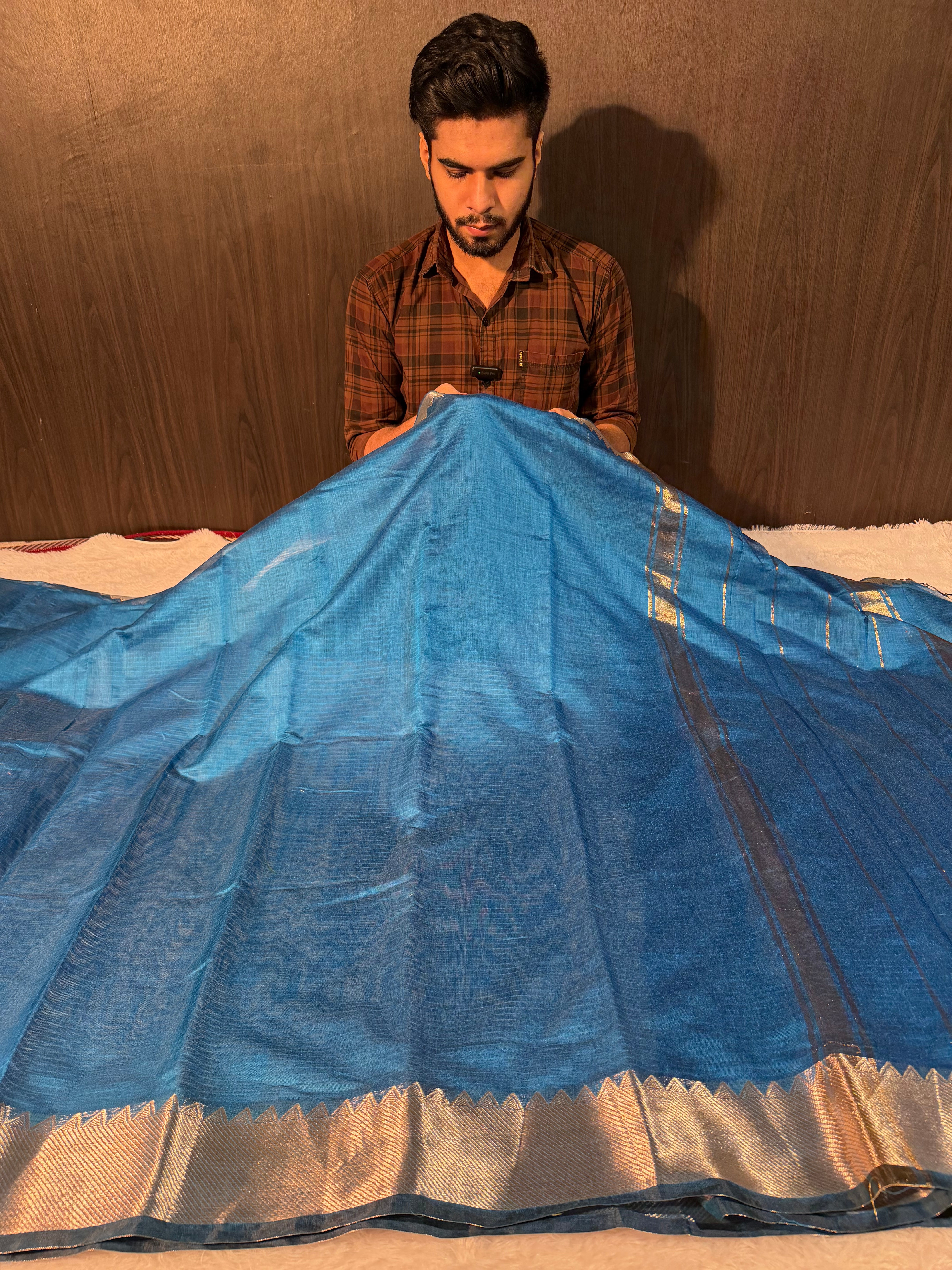 Firozi Premium Mangalagiri Cotton Silk Banarasi Saree