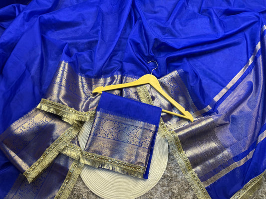 Gorgeous Bridal Banarasi Tissue Silk Saree with Premium Lace Work