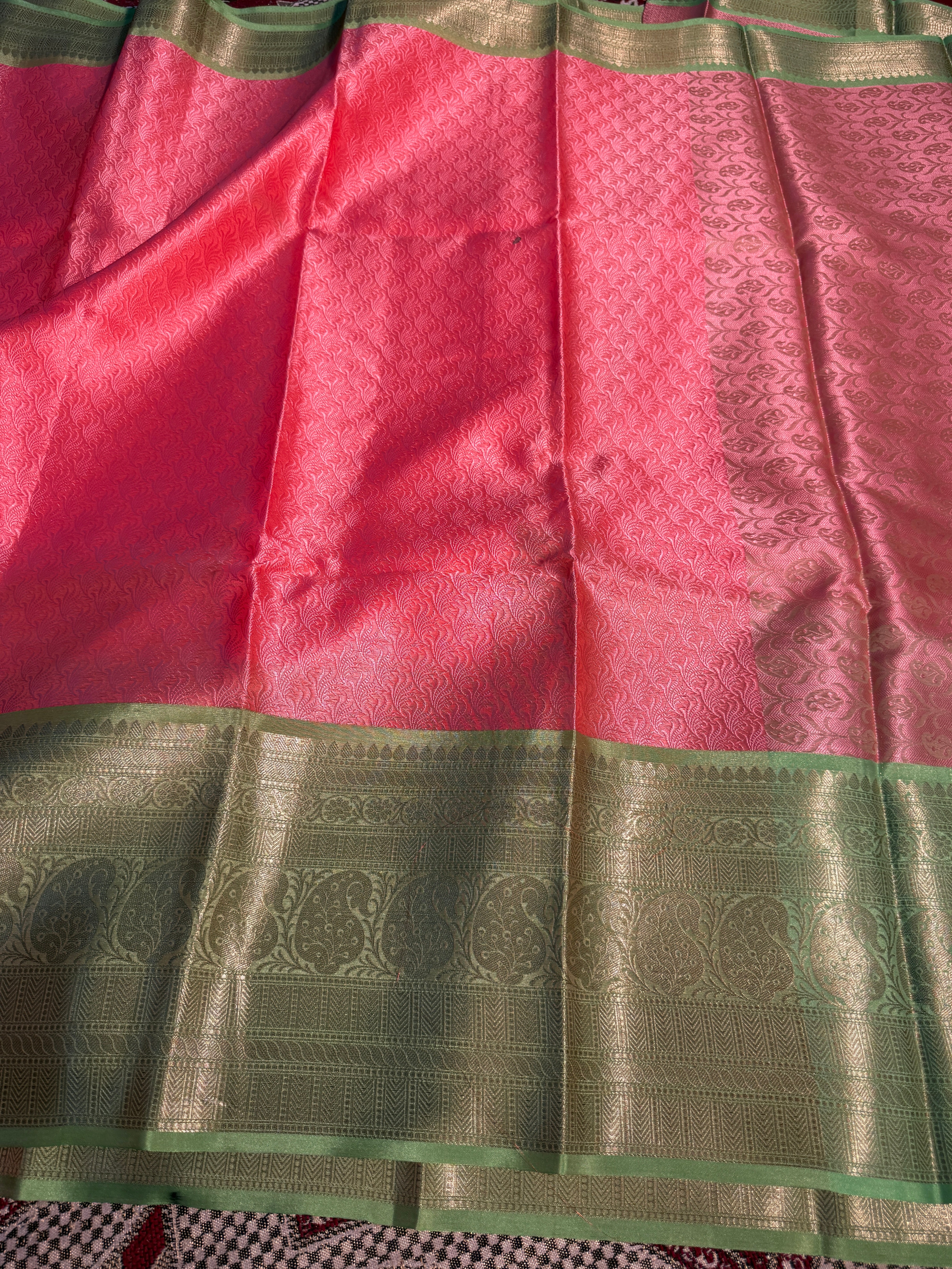 Premium Resham Embossed Kora Muslin Banarasi Saree