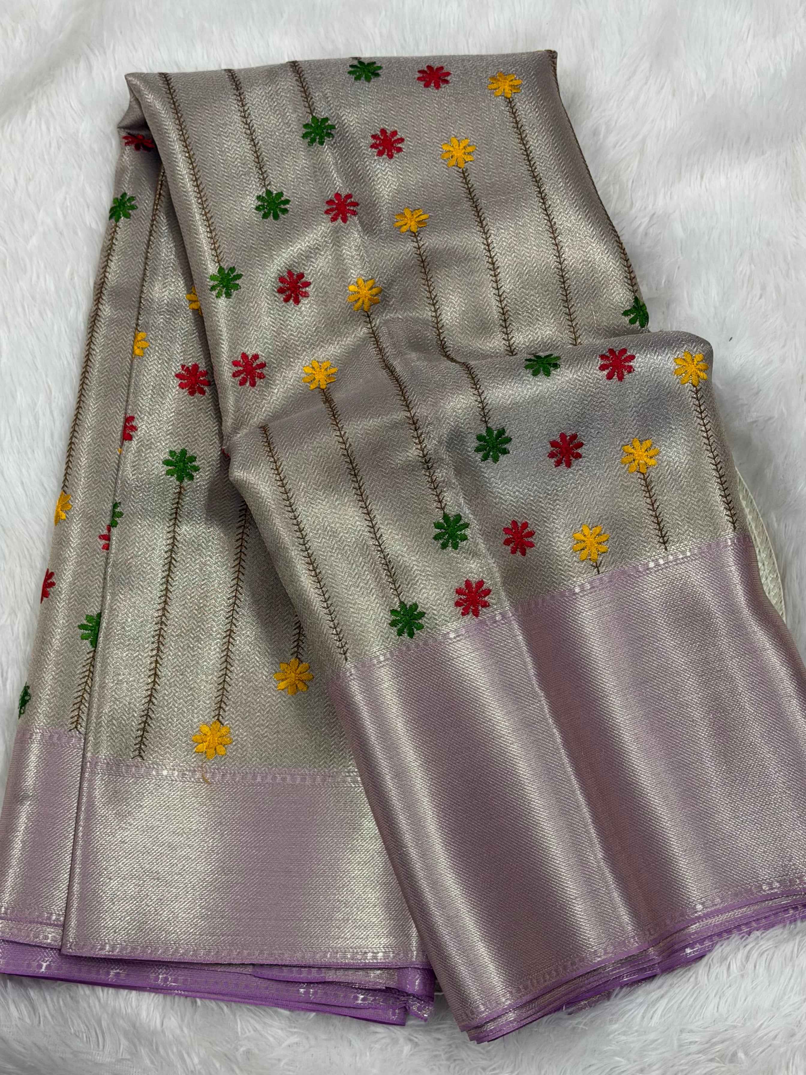 Premium Kanjeevaram Soft Tissue Silk Banarasi Saree with Rich Embroidery