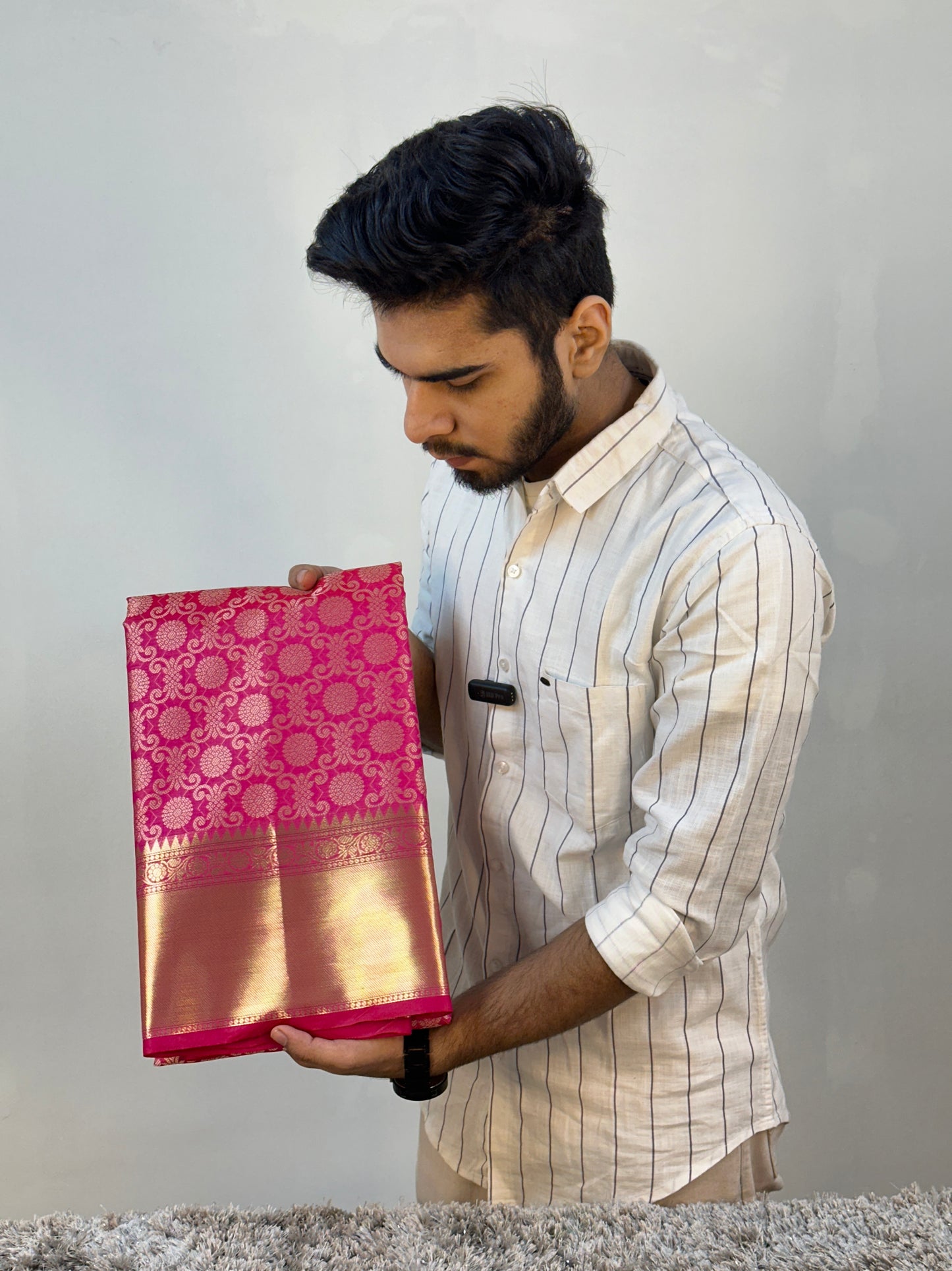 Rani Pink Bridal Kanjeevaram Tissue Banarasi Saree