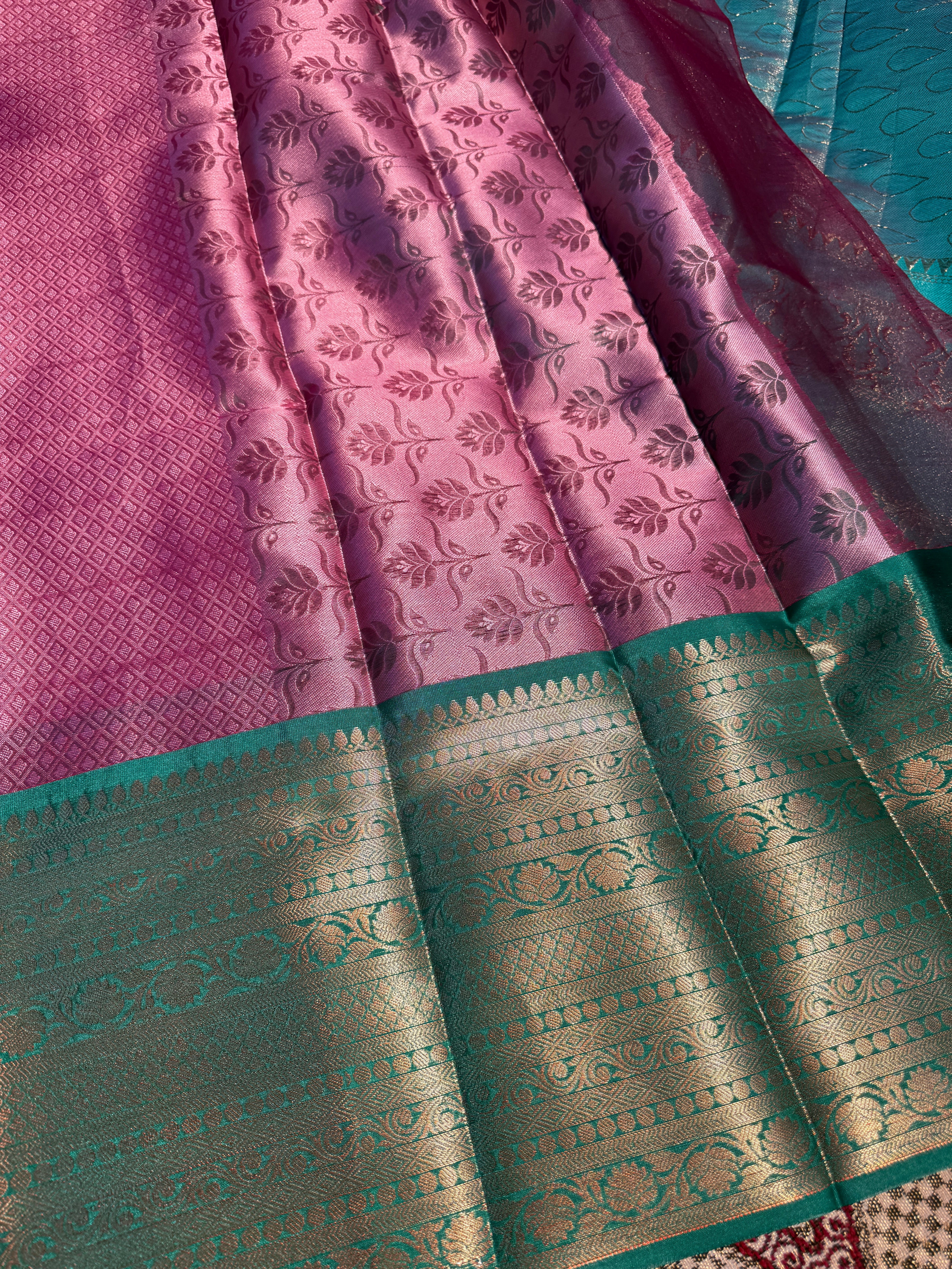 Premium Resham Embossed Kora Muslin Banarasi Saree