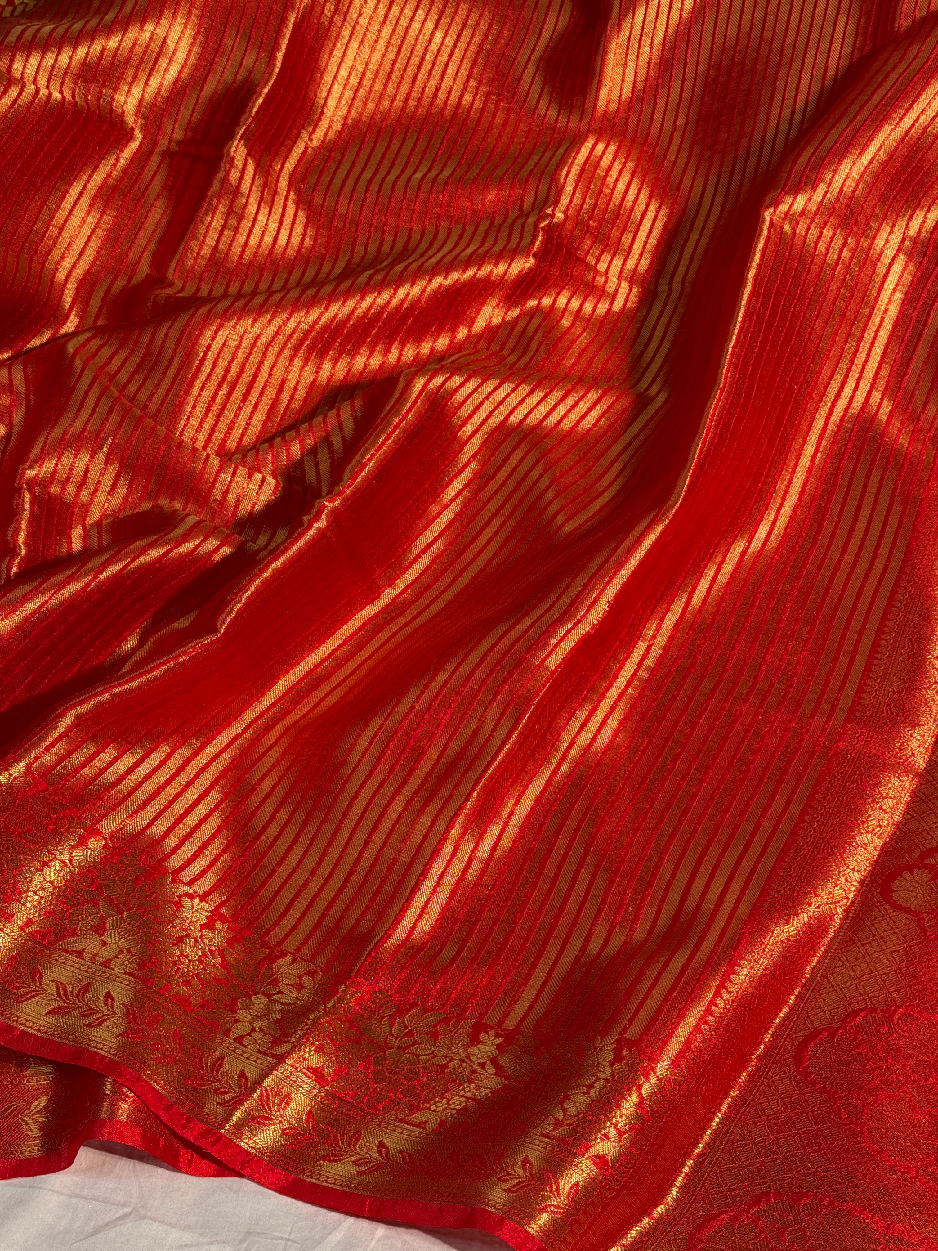 Bridal Red Premium Breathable Kanjeevaram Tissue Silk Banarasi Saree