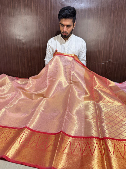 Exclusive Celebrity Inspired Kanjeevaram Bridal Tissue Banarasi Saree
