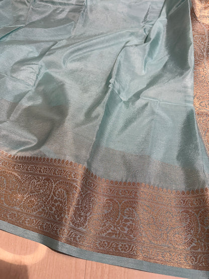 Exclusive Sea Green Soft Kaath Bandh Weave Warm Silk Banarasi Saree