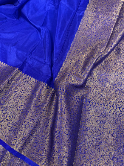 Exclusive Royal Blue Soft Kaath Bandh Weave Warm Silk Banarasi Saree