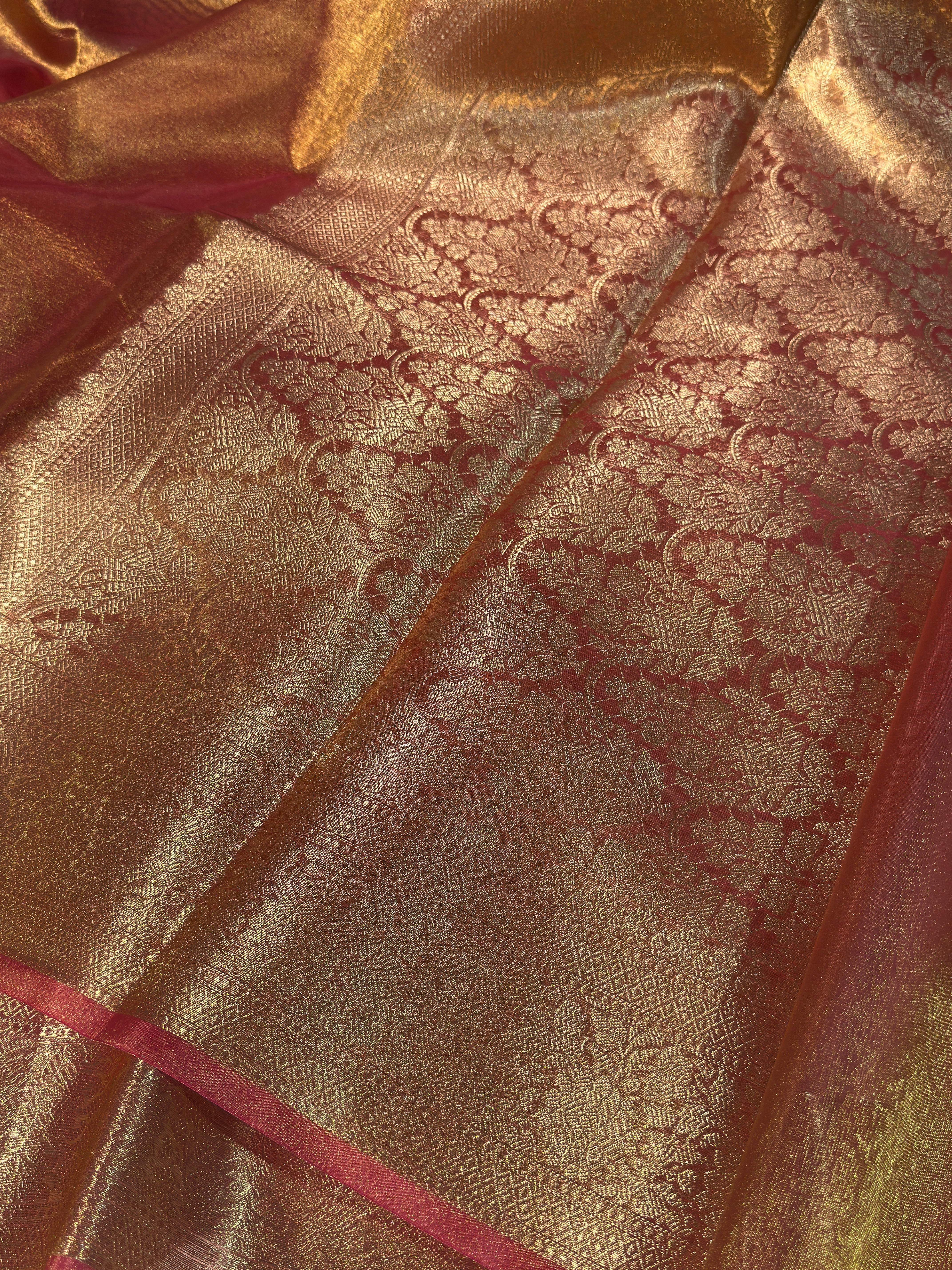 Bright Orange Premium Tissue Silk Banarasi Saree