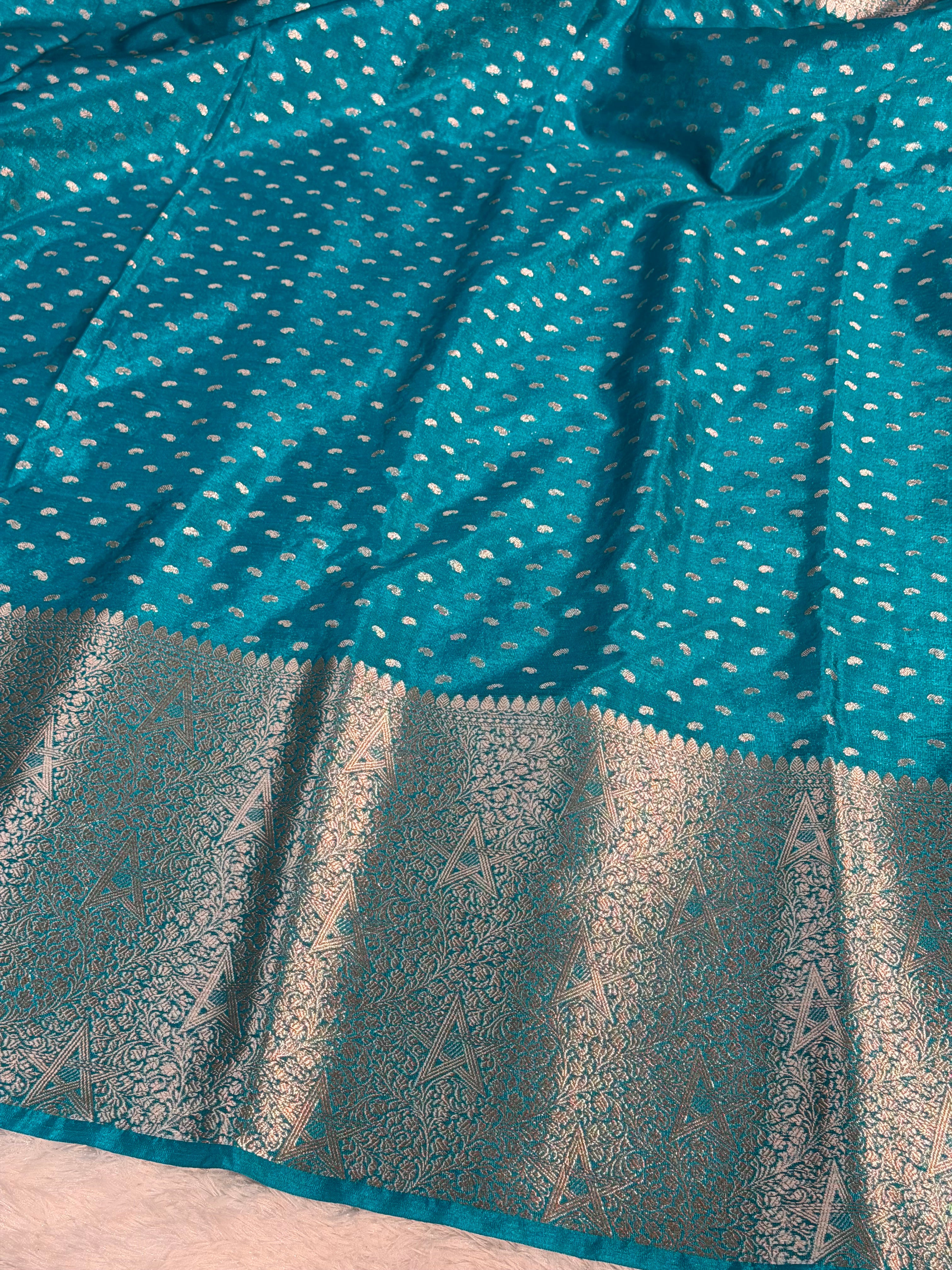 Dark Seagreen Premium Soft Chiniya Silk Banarasi Saree