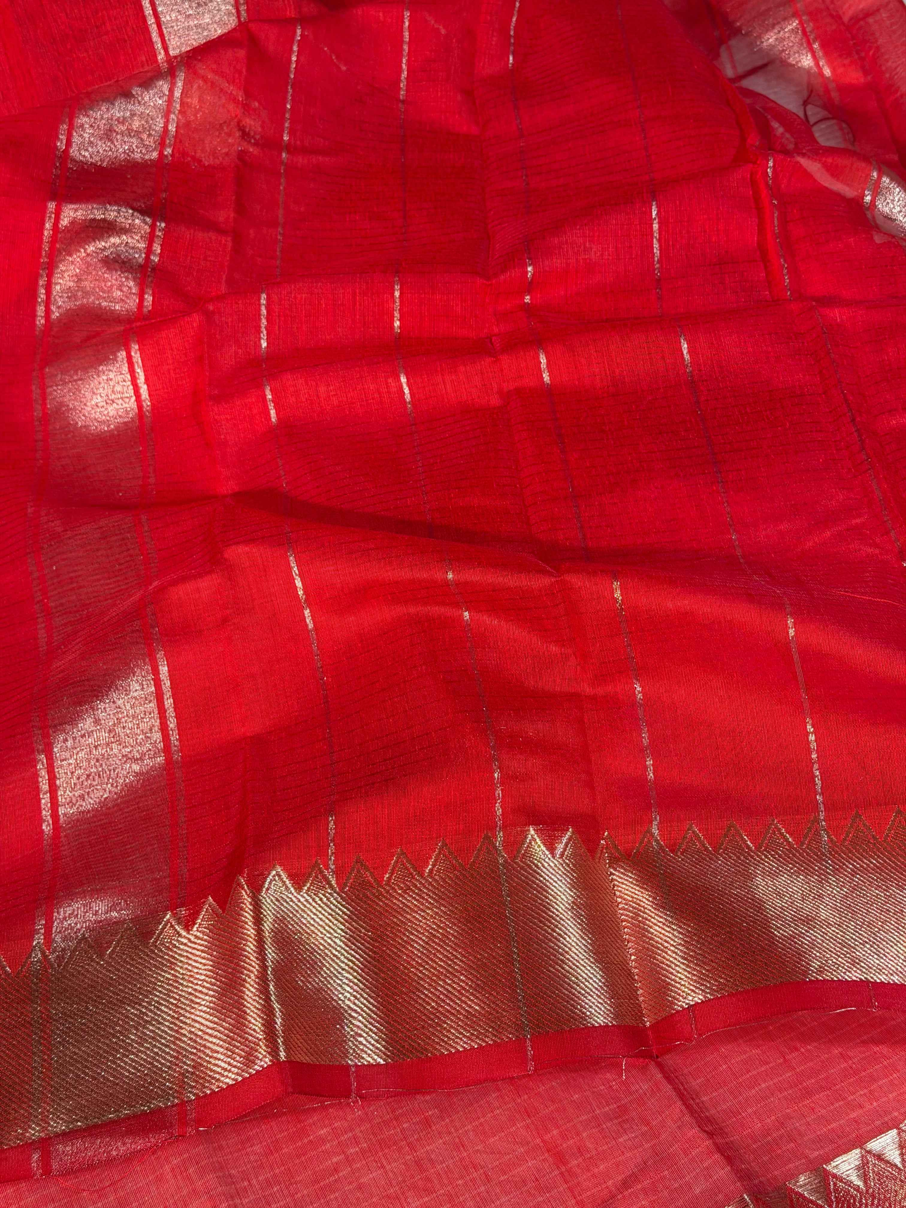 Red Premium Mangalagiri Cotton Silk Banarasi Saree