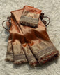 Metallic Orange Bridal Banarasi Tissue Silk Saree with Premium Lace