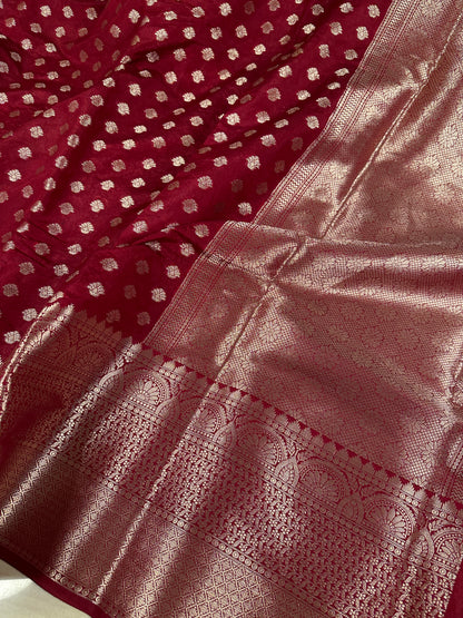Beautiful Maroon Soft Designer Warm Silk Banarasi Saree
