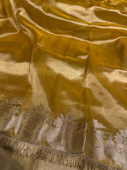 Beautiful Banarasi Bridal Tissue Silk Saree With Lace Work