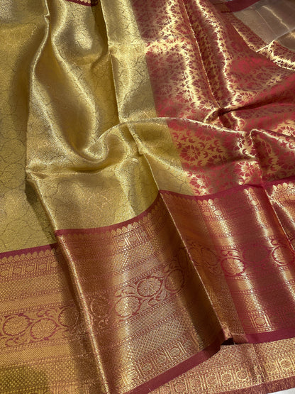 Gorgeous Bridal Banarasi Tissue Silk Saree with Premium Lace Work