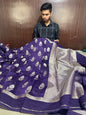 Beautiful Voilet Bridal Warm Silk Banarasi Saree