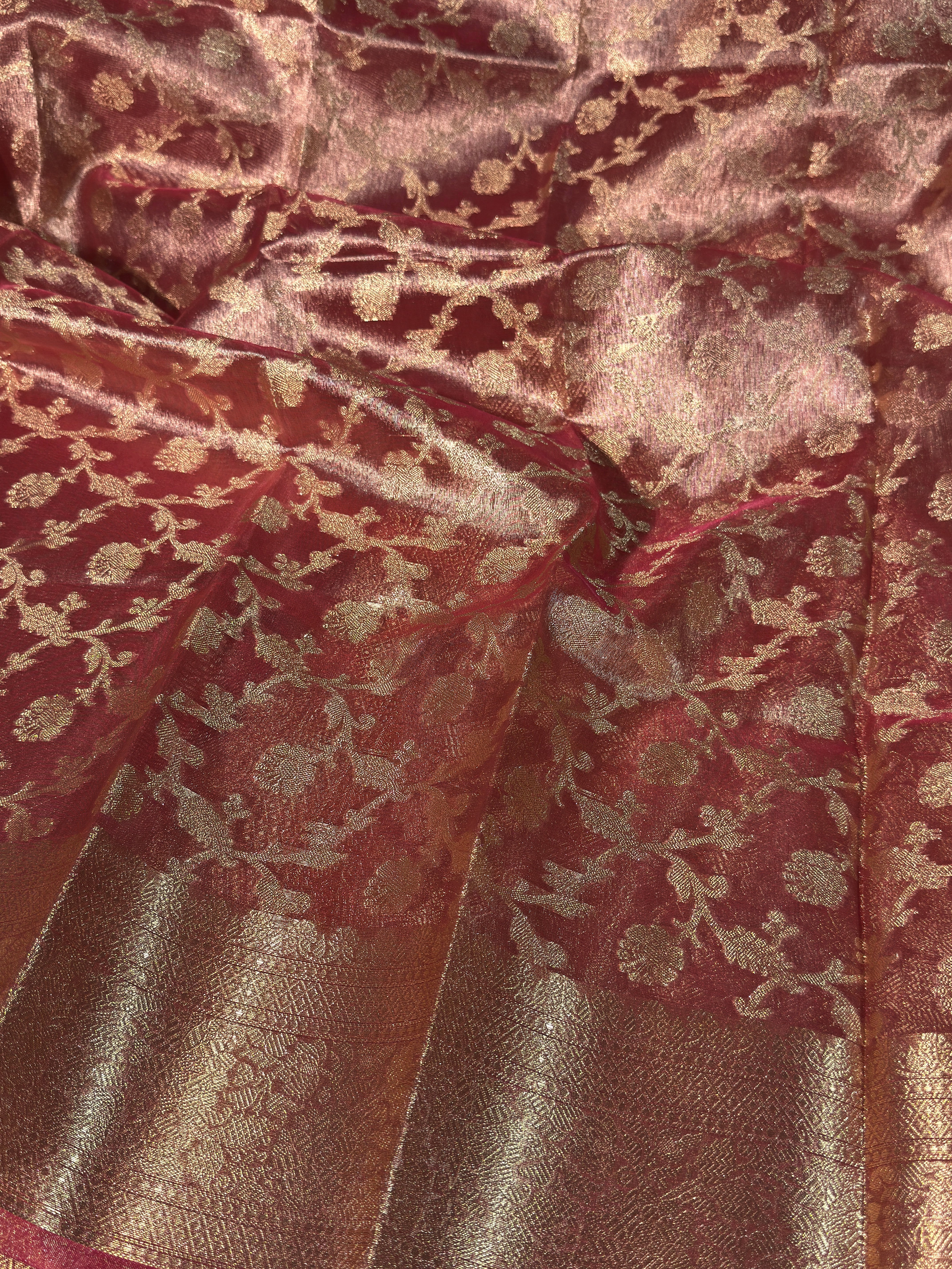 Rare Pink Premium Tissue Silk Banarasi Saree