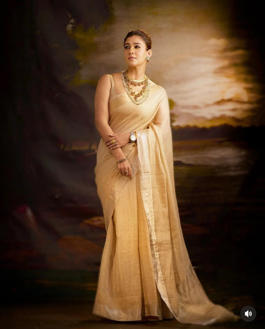 Nayanthara Mam Inspired Kanjivaram Tissue Silk Banarasi Saree